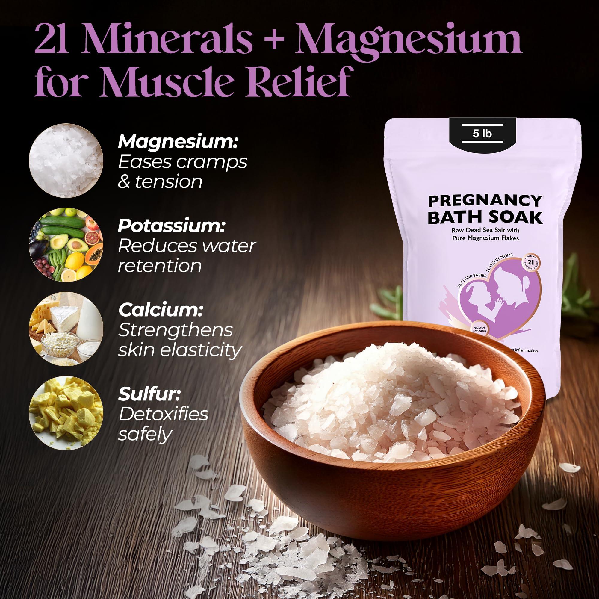 Aromasong Aromasong Dead Sea Pregnancy Bath Soak 5 LB - Natural Lavender with Pure Magnesium Flakes & Minerals - Used for Pregnancy & Postpartum Muscle Ache & Leg Discomfort - Better Absorbing Than Epsom Salt