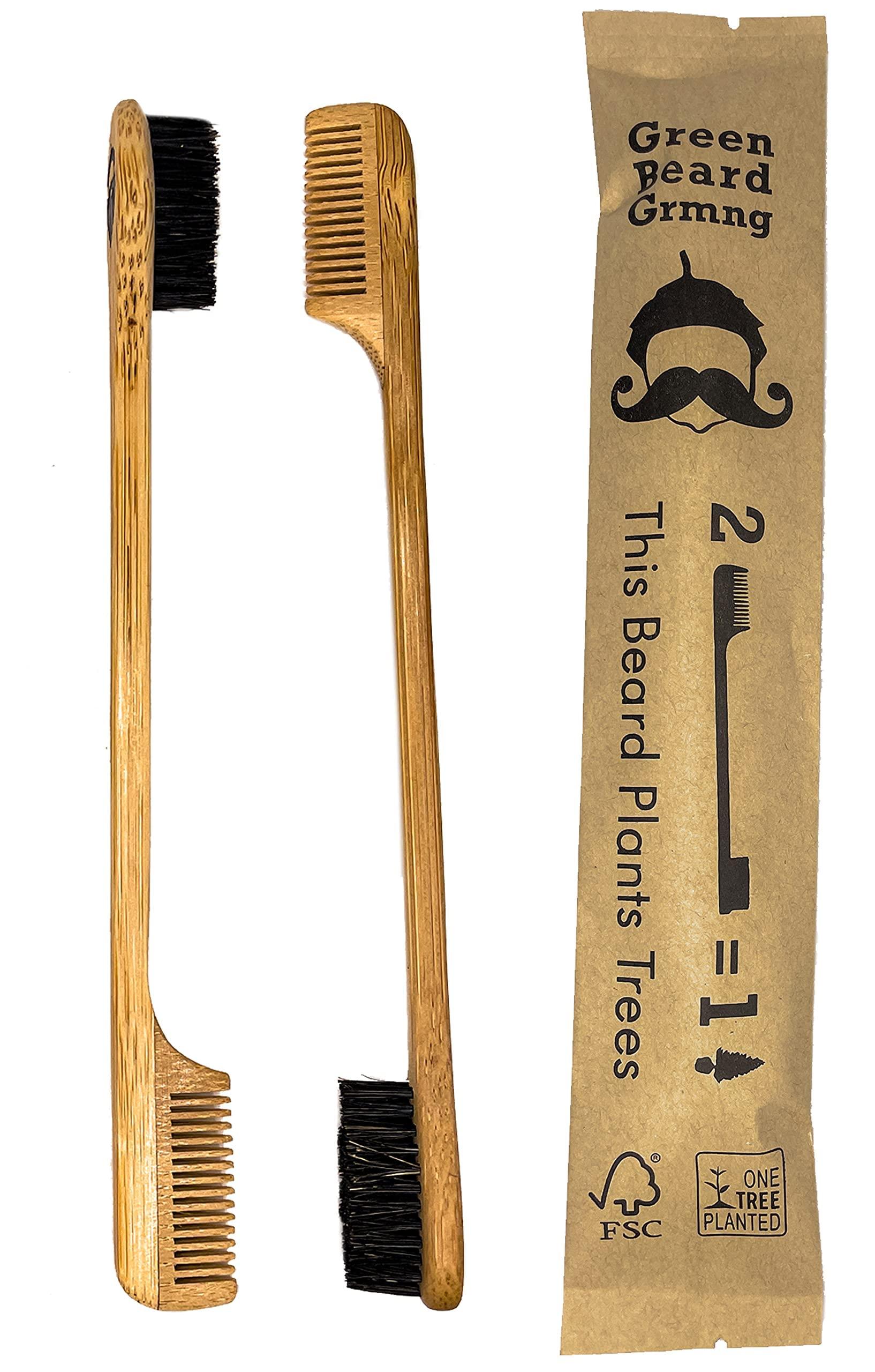Green Beard Grmng Sapling Mustache Brush & Comb (2-pack) from Green Beard Grmng - Boar Bristle & Bamboo