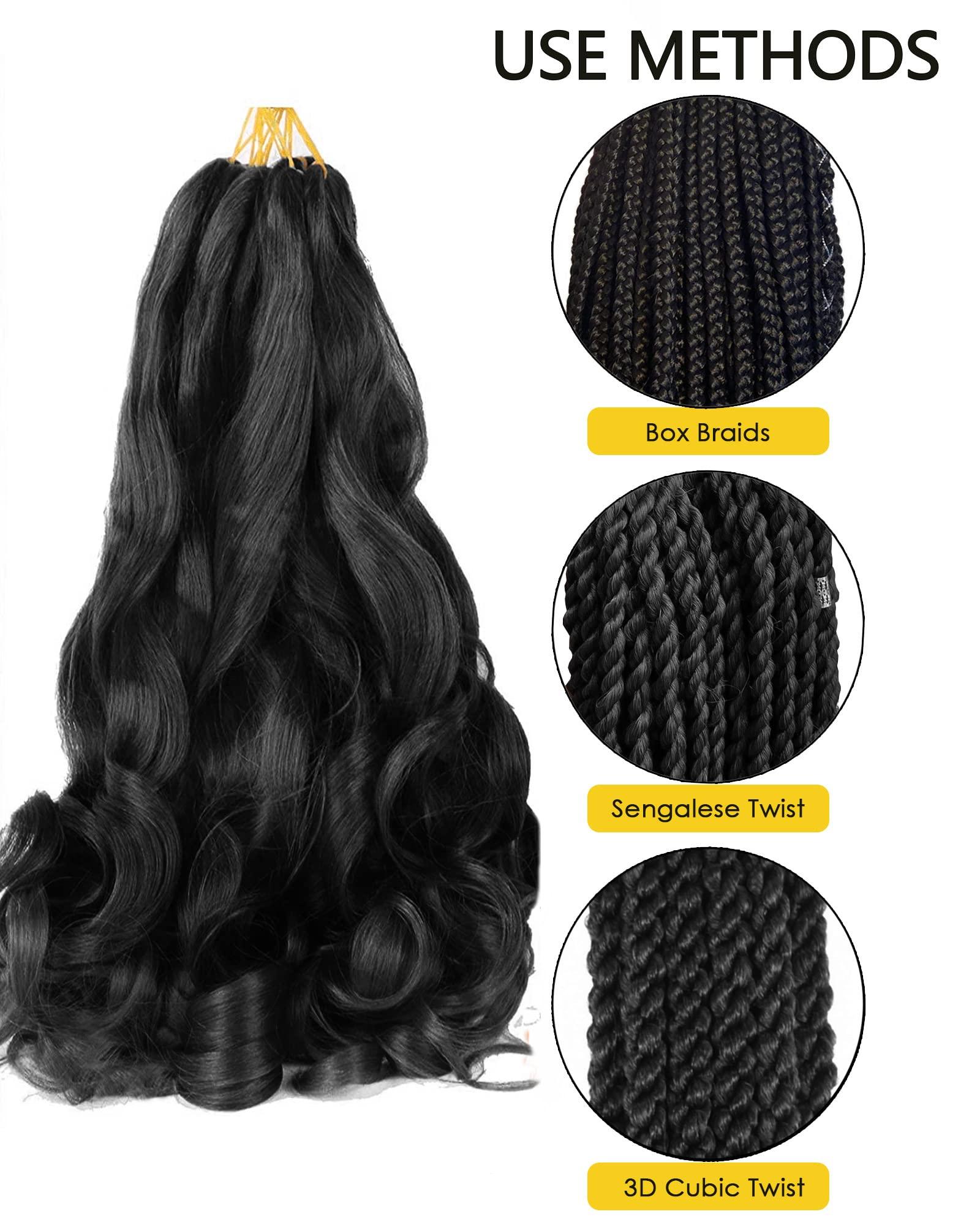 Aeagoo French Curl Braiding Hair 14 Inch 8 Packs Short Wavy Braiding Hair Pre Stretched for Box Braids Yaki Texture Loose Wave Curly Braiding Hair For Black Women (14 Inch,1B)