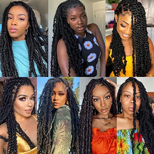 Seimainurs Seimainurs Springy Afro Twist Hair Marley Hair Spring Twist For Distressed Soft Locs Synthetic Pre-Separated Crochet Braiding Hair Marley Twist Hair Extension For Black Women (16 Inch (Pack of 3), 1B#