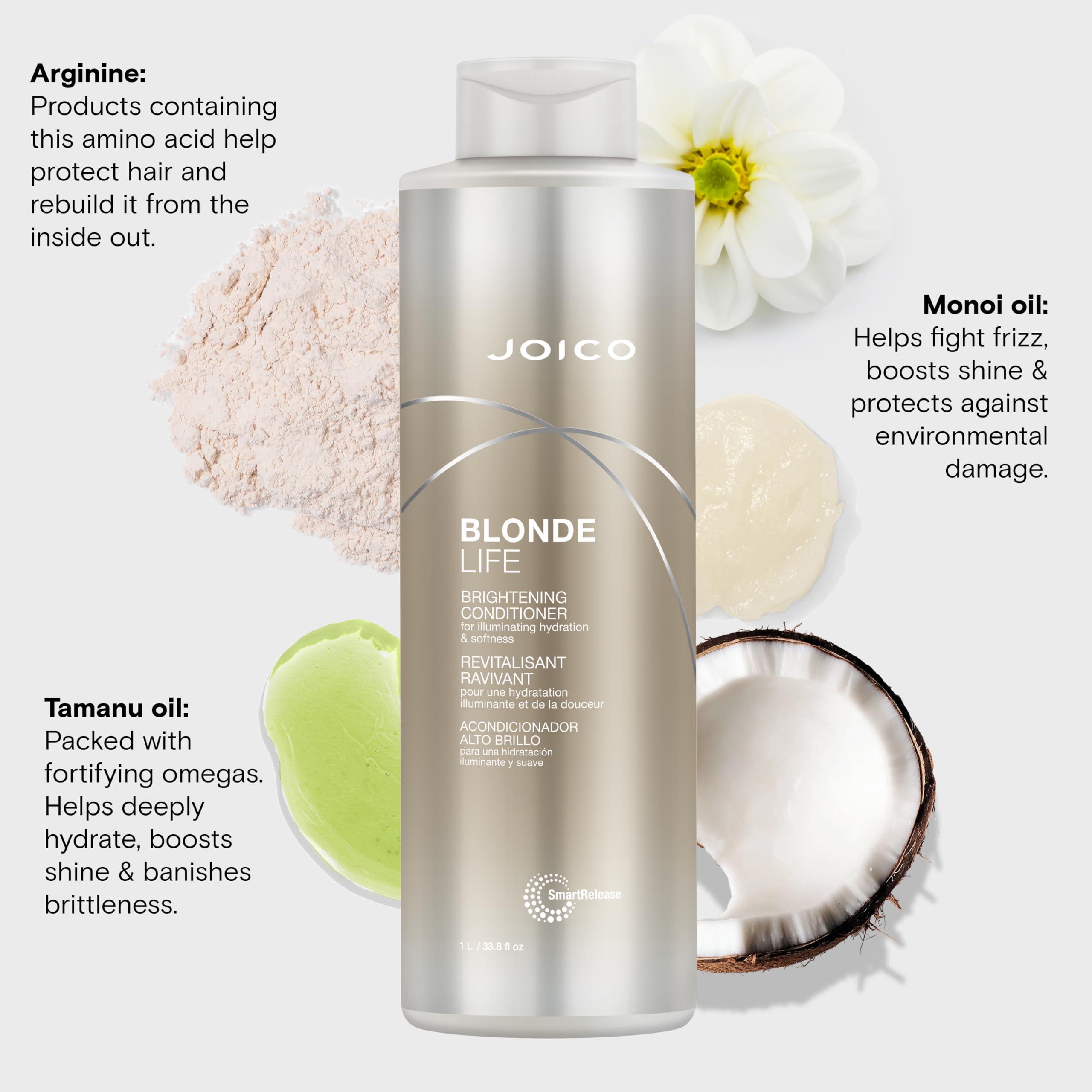 Joico Joico Blonde Life Brightening Conditioner | For Blonde Hair | Illuminate Hydration & Softness | Add Softness & Smoothness | Sulfate Free | With Monoi & Tamanu Oil | 33.8 Fl Oz