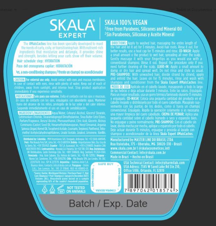 SKALA SKALA Mais Cachos Hair Type 3ABC - Eliminate Anti Frizz, For Curly Hair -2 in 1 Conditioning Treatment Cream and Cream To Comb 100% VEGAN 35.2 Oz (1 Pack)