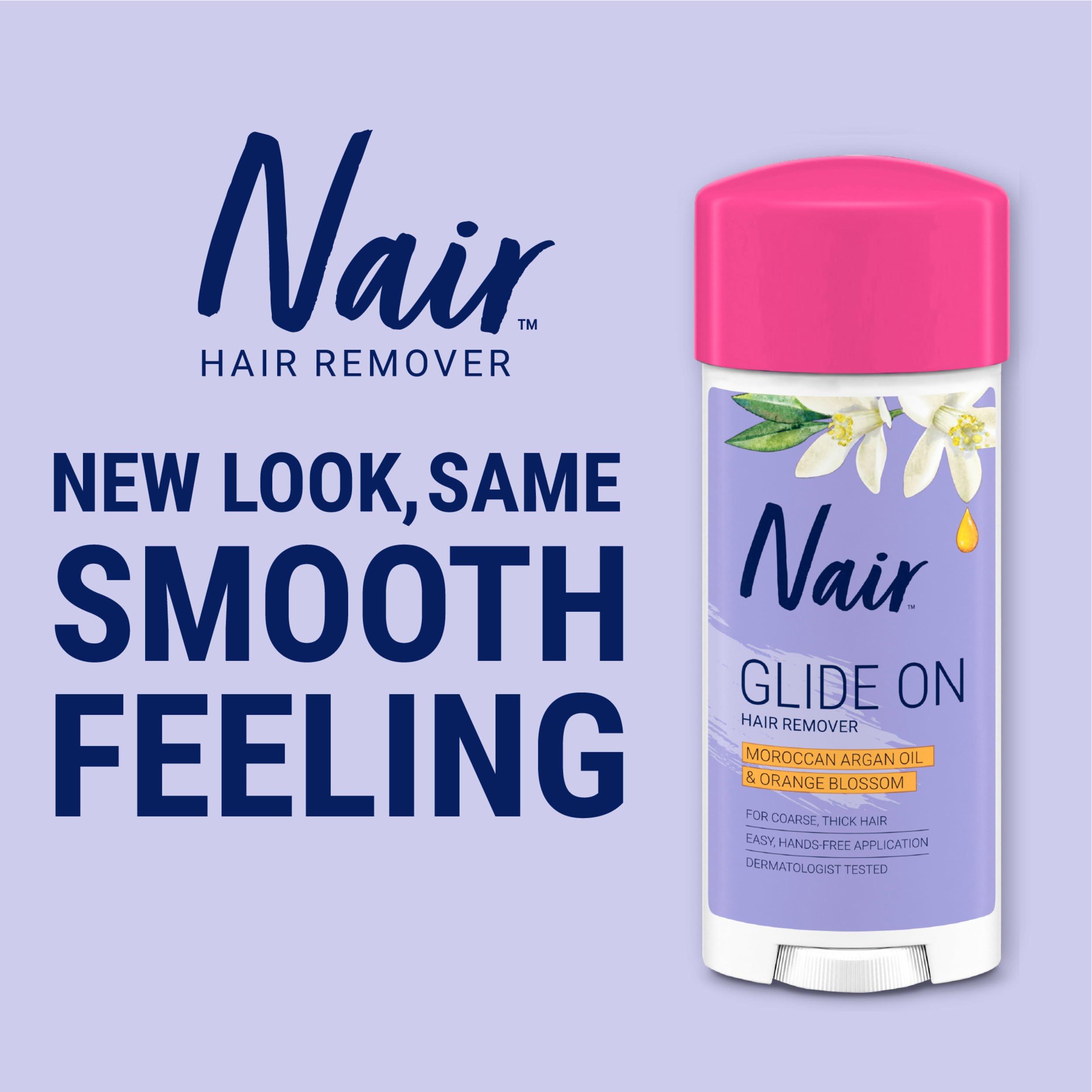 Nair Nair Glide On Hair Removal Cream, Arm, Leg, and Bikini Hair Remover, Depilatory Cream, 3-pack, 3.3 oz Stick