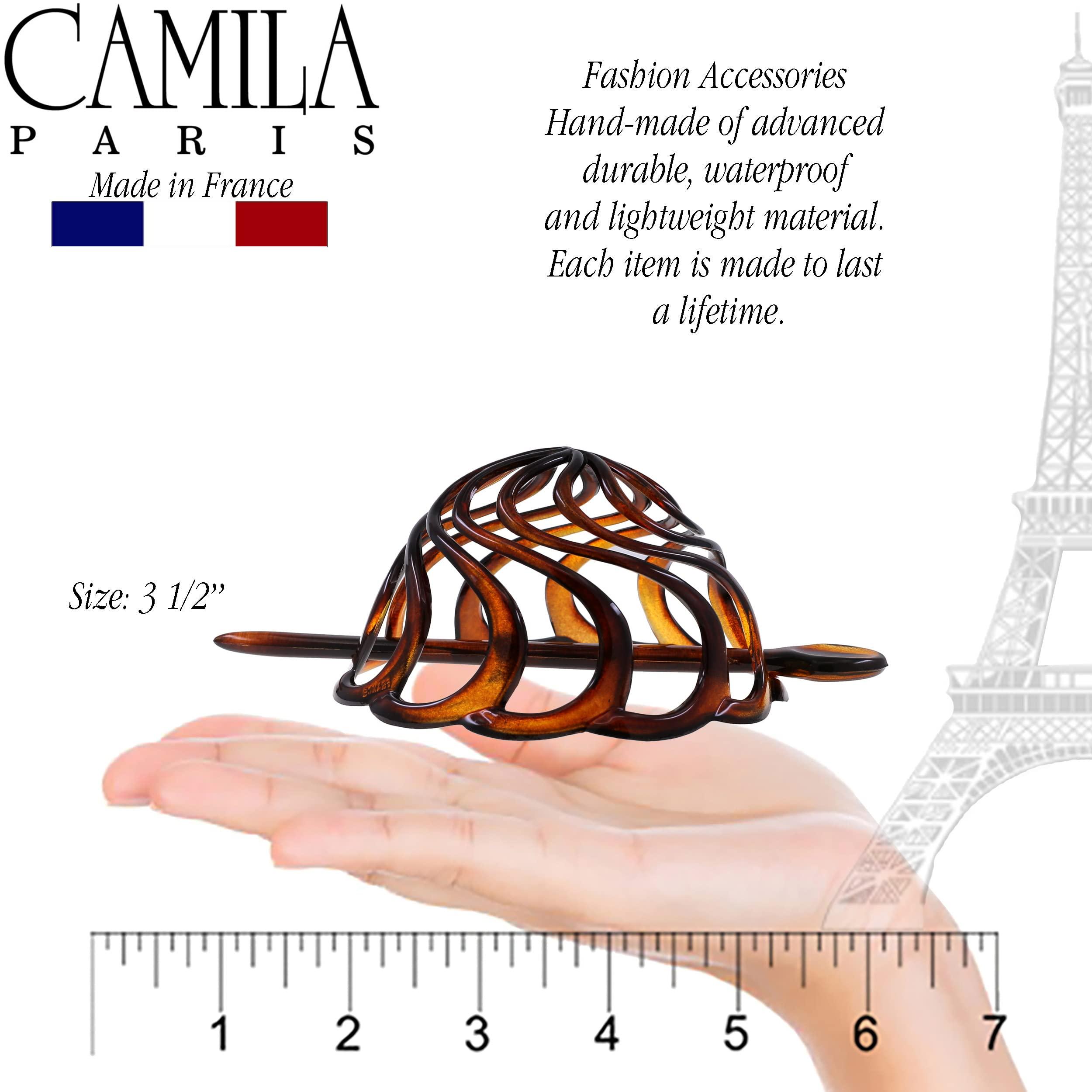 Camila Camila Paris CP16 French Hair Bun Clip Maker Cover Cap Holder, Tortoise Shell, Round Dome Bun Hair Clip for Women Hair Updo, Styling Hair Bun Accessories for Women, No Slip and Durable, Made in France