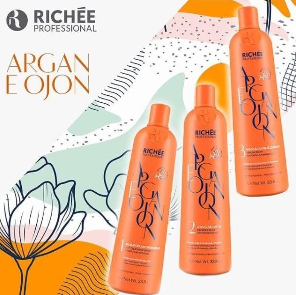 Riche Professional Riche Professional | Argan E Ojon Kit | Rich Formula, Perfect Straight, Extreme Hydration | (3x) 1000 ml / 33.8 fl.oz.