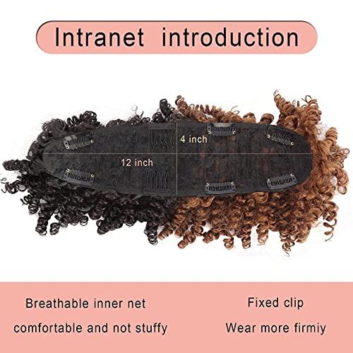 Oseti Mohawk Wigs for Black Women Puff Afro Mohawk Hair Ponytail Extension, Oseti Faux Hawk Wig Kinky Curly Mohawk Hairpiece Clip in Hair Extensions Protective Mohawk Hair Wig with Bangs (2/30#)