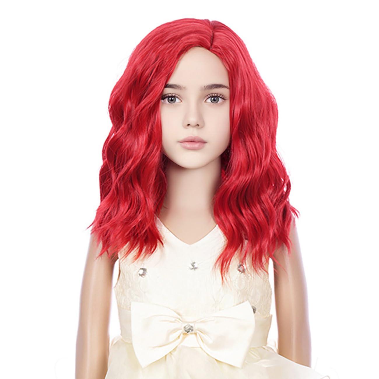 DUDUWIG DUDUWIG Red Wig for Girls Kids Short Red Wavy Curly Bob Wigs Child Red Side Part Wig Synthetic Hair Wigs for Halloween Costume Cosplay