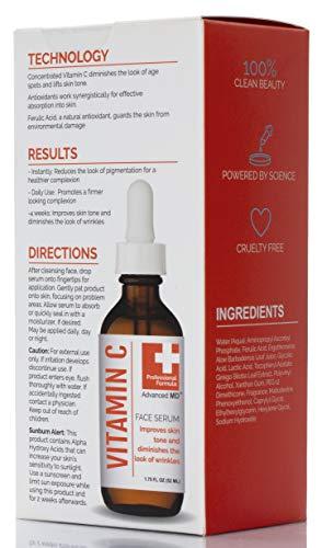 Advanced MD Advanced MD Vitamin C Brightening Face Serum Skin Care - Professional Formula To Diminish The Look of Age Spots & Lift Skin Tone - Concentrated Vitamin C, Ferulic Acid, Antioxidants