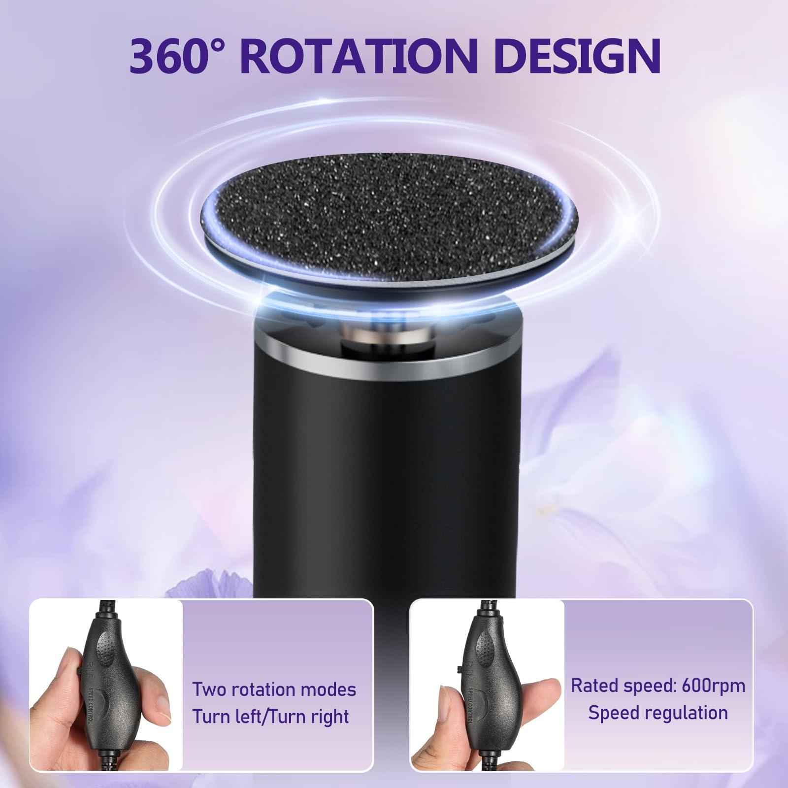 krofaue krofaue Electric Callus Remover - Electronic Foot File Grinder with Speed Controller and 60PCS Replacement Sandpaper Disk Professional Pedicure Tool for Men Women Feet Dry Dead Skin Black