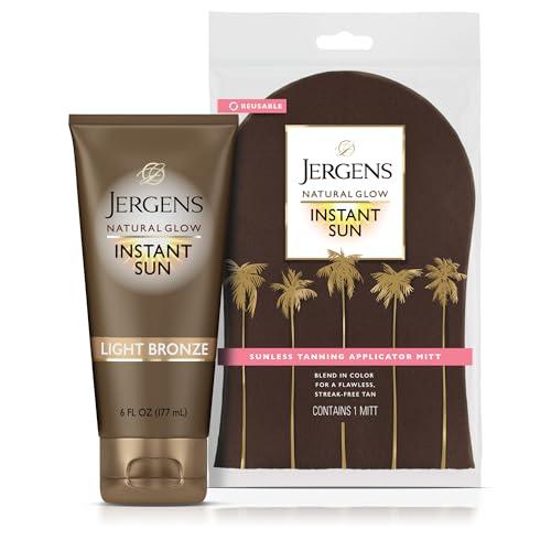 Jergens Jergens Natural Glow Instant Sun Bundle: Light Bronze Sunless Tanning Moisturizer + Bronzing Lotion 6oz Bottle and Applicator Mitt
