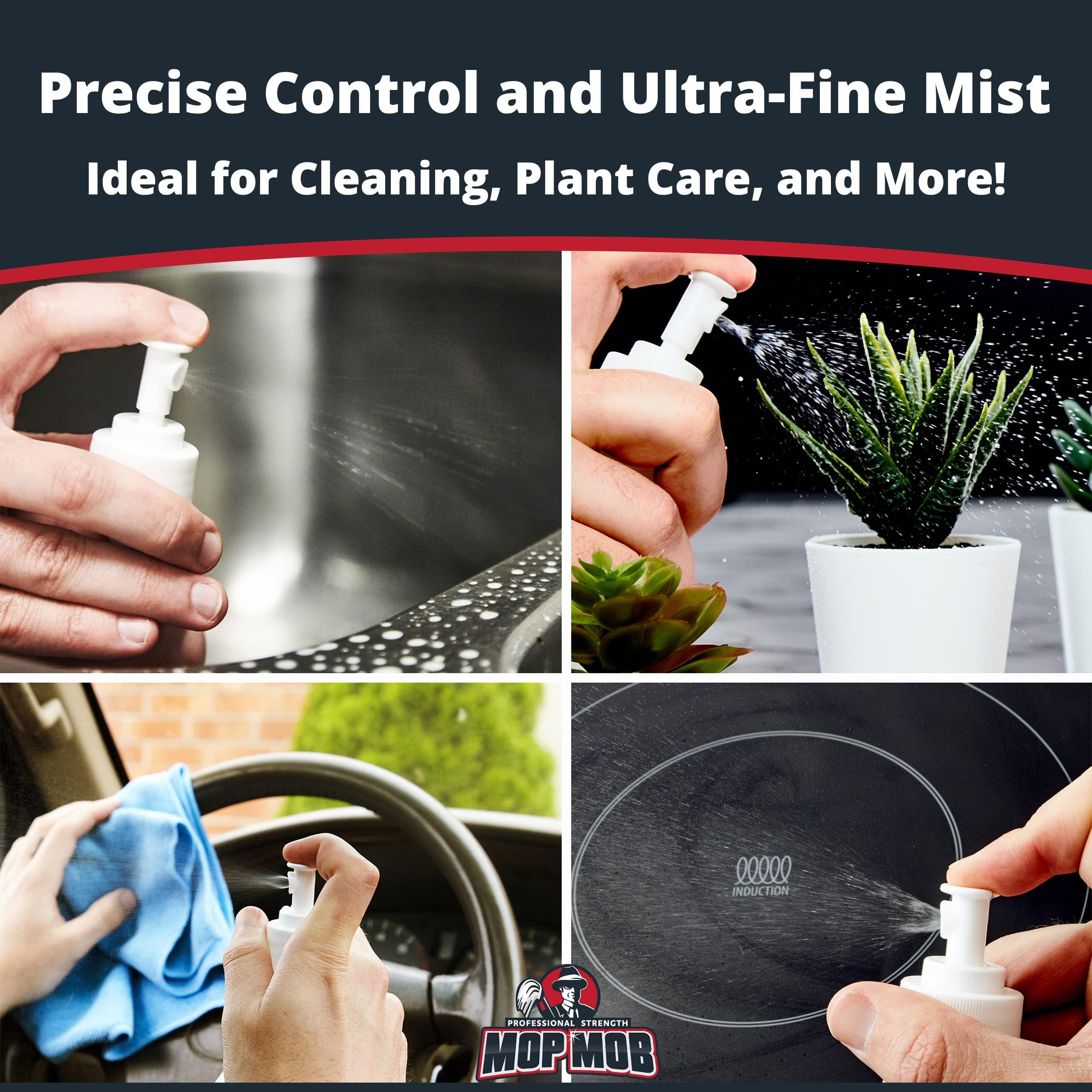 Mop Mob Leak Proof Fine Mist Spray Head 6 Pk. Plunger Sprayer Replacement Cap for Large Bottles, BPA-free 24/410 Thread Fingertip Pump Mister Top with 9.25 in. Tube for Home, Cleaning, Beauty + Hair Care