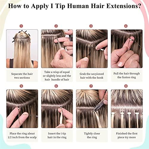 SCIAZA SCIAZA I Tip Cold Fusion Hair Extensions, 50G/100S Real Human Hair Extensions, Pre Bonded Keratin Hair Extensions,Blonde,20in