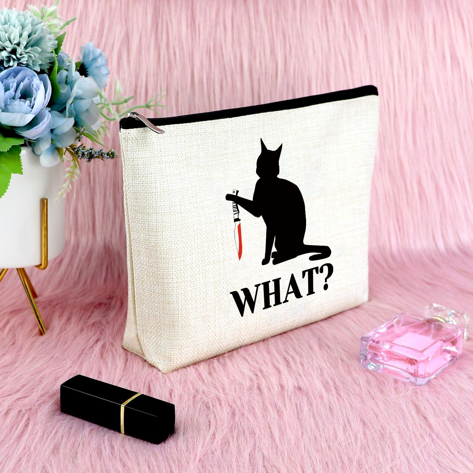 Sfodiary Cat Lover Gift Makeup Bag for Women Cat Owner Gift Ideas Cat Themed Gift for Cat Lovers Cat Kitty Kitten Cosmetic Bag Birthday Gift Christmas Gift for Women Animal Lover Gift Travel Cosmetic Pouch