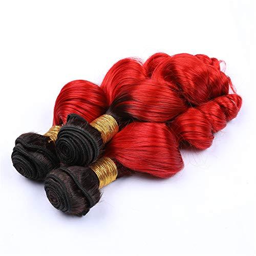 General Malaysian Ombre Loose Wave Bundles with Closure Frontal Loose Wavy Mixed Length 13 with 4 Inches Virgin Ombre Hair Bundles with Closure #1B/#Red