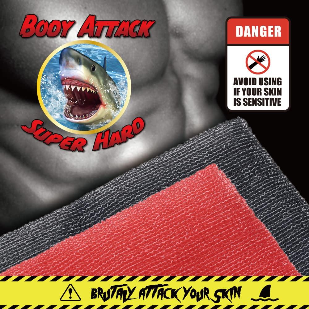 Terra Distribution Extra Rough, Exfoliating Washcloth [Made in Japan] Exfoliating Towel Special Texture Makes Fluffy Foam Lather, Back Scrubber, Dead Skin Cell Remover [Loofah for Women and Men] (2pcs Set(Red, Gray))