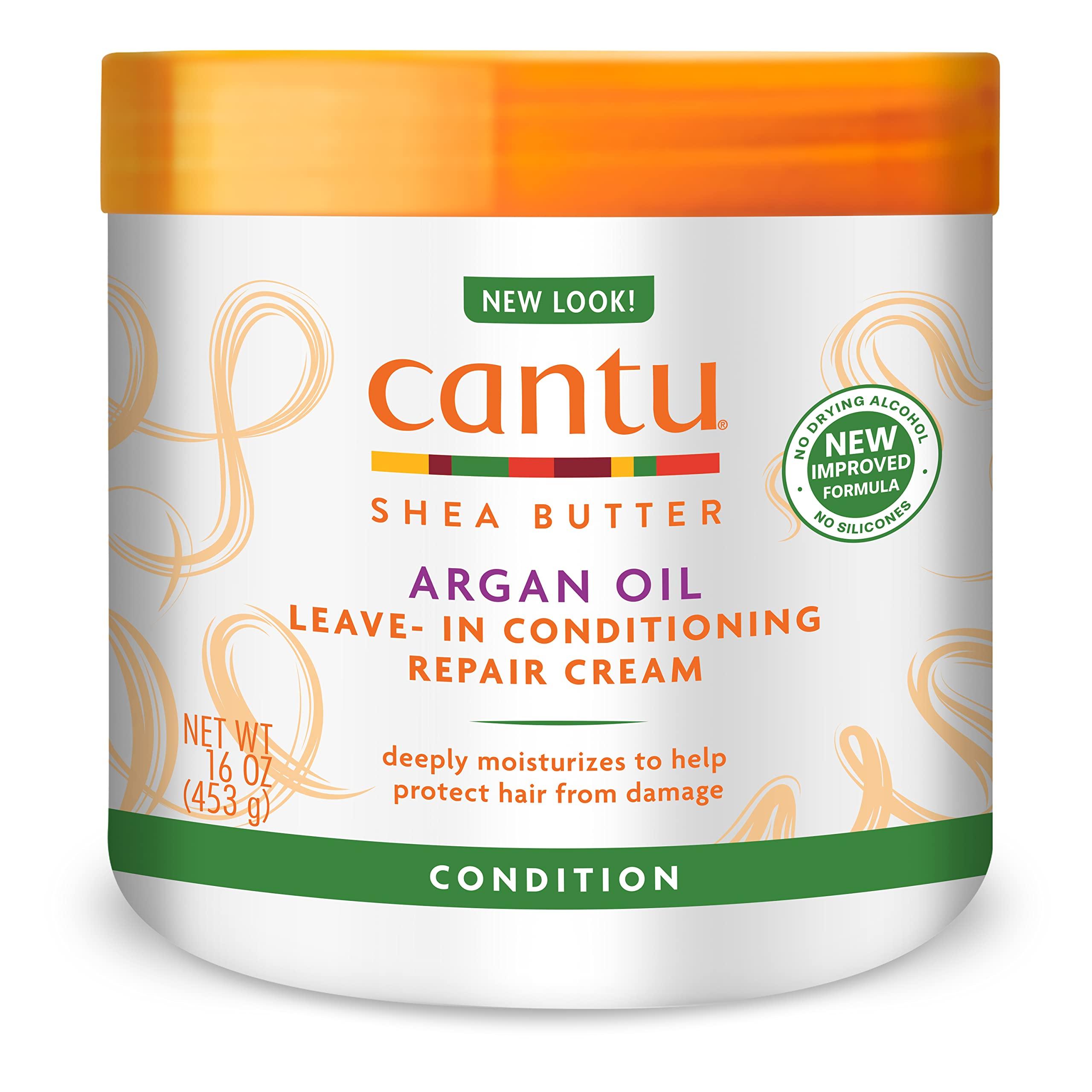 Cantu Cantu Coconut Curling Cream with Shea Butter for Natural Hair, 12 oz & Grow Strong Strengthening Treatment with Shea Butter, 6 oz & Leave-In Conditioning Repair Cream with Argan Oil, 16 oz