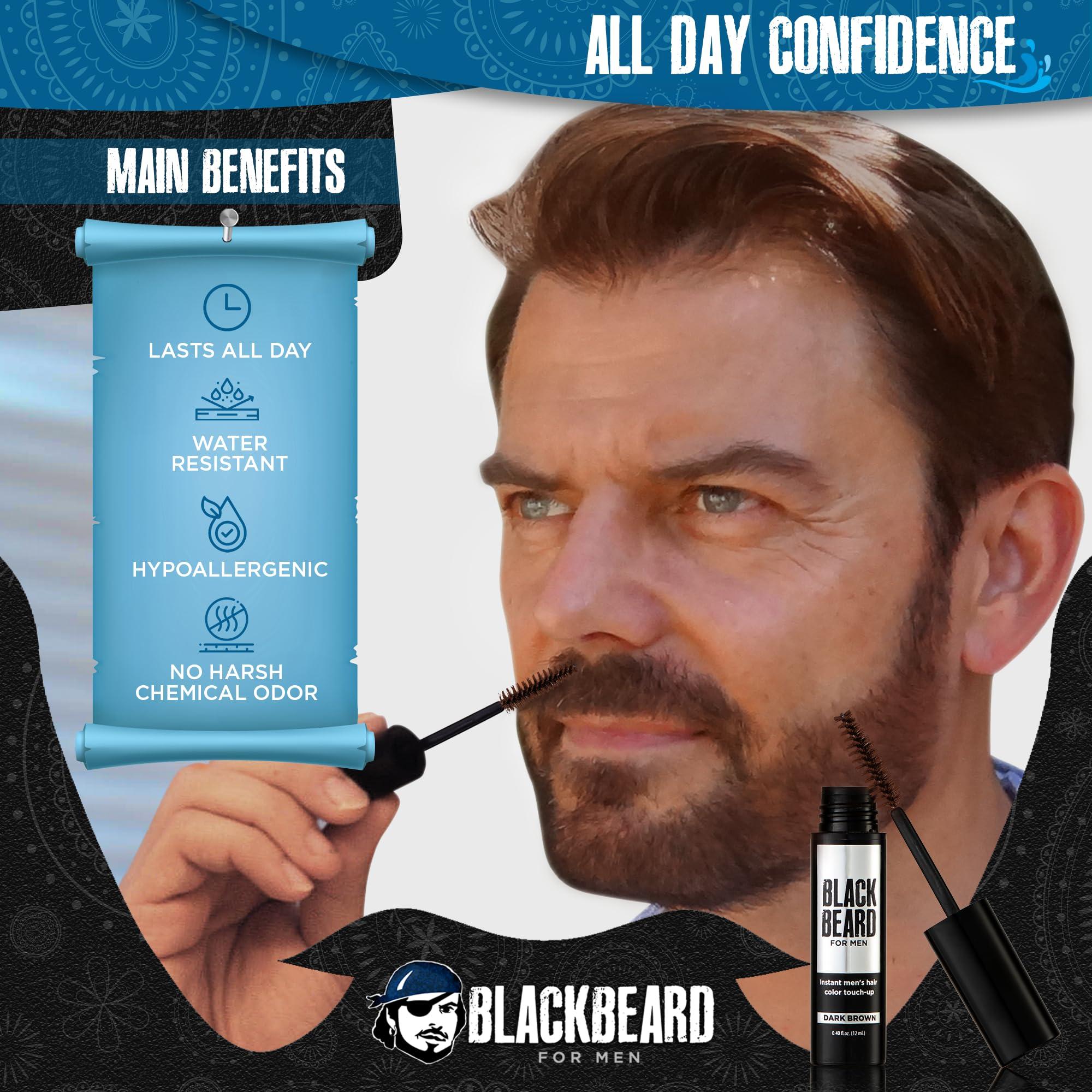BLACKBEARD Blackbeard Formula X - Instant Hypoallergenic 1-Day Color for Men\'s Facial Hair - Temporary Tint for Beard, Mustache, Eyebrows, and Sideburns - Dark Brown, 6 Pack