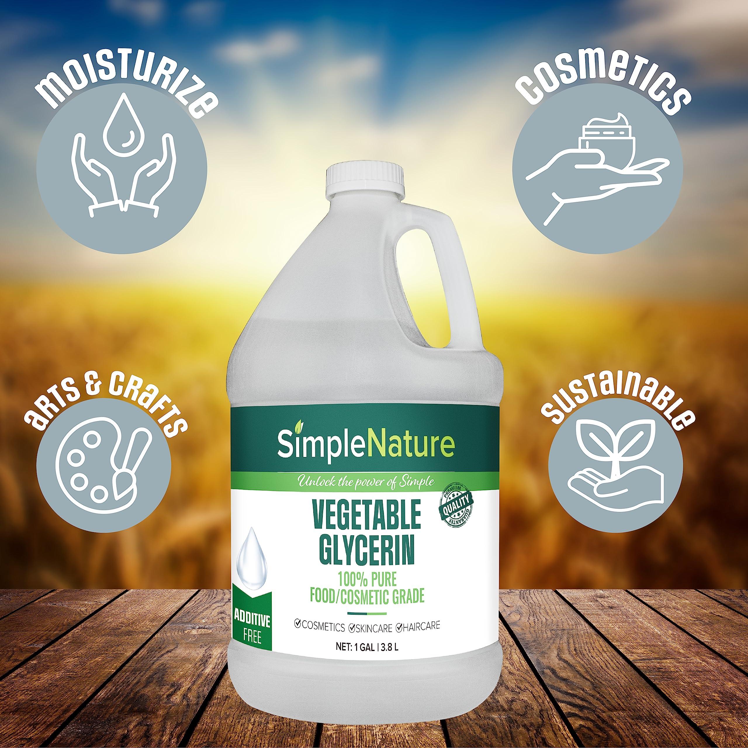 SimpleNature SimpleNature 100% Pure Vegetable Glycerin - 32 oz - Natural Pure Food/Cosmetic Grade for Skincare, Haircare, Cosmetics, Soapmaking, Crafts - Softening & Moisturizing Multipurpose Humectant