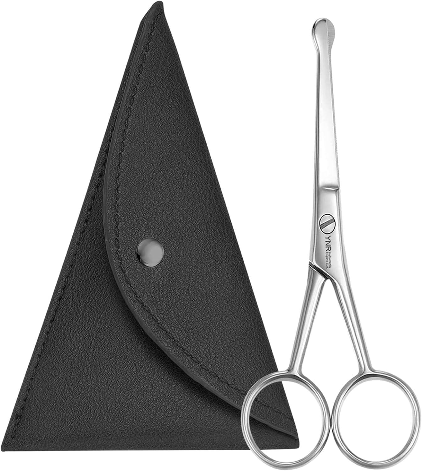 YNR 10CM Premium Nose Hair Scissors, Rounded Tip for Trimming Small Details Facial Hair, Ear Hair, Eyebrow