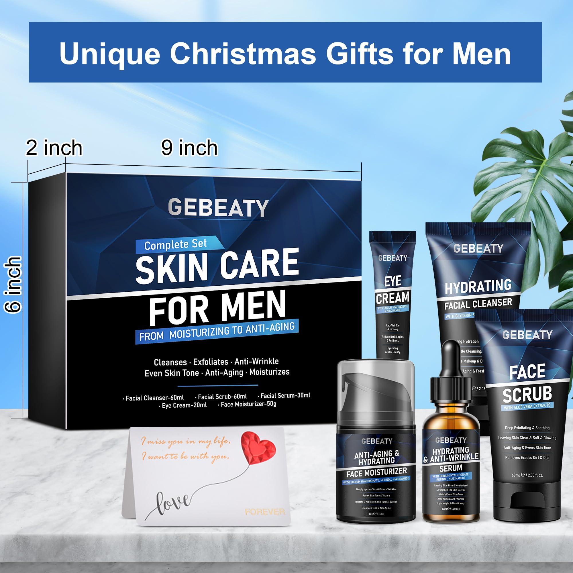 GEBEATY Mens Skin Care Kit,Deep Hydrate,Moisturize,Firm Skin,Gentle Men's Skincare Set,Facial Skin Care Routine Kit Men Christmas Valentines Day Gifts for Him Boyfriend Husband Fathers Dad