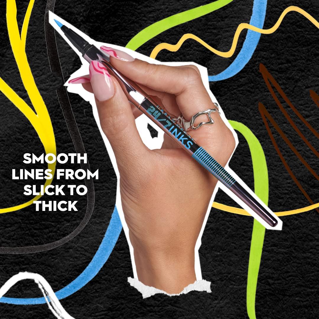 URBAN DECAY Urban Decay 24/7 Inks Liquid Eyeliner Pen (Binge - Matte Sky Blue, Brush Tip Eye Liner), Water-Resistant, Smudge-Resistant, Vibrant Colored Liner, Ergonomic Precision Grip, Vegan - 0.01 fl oz
