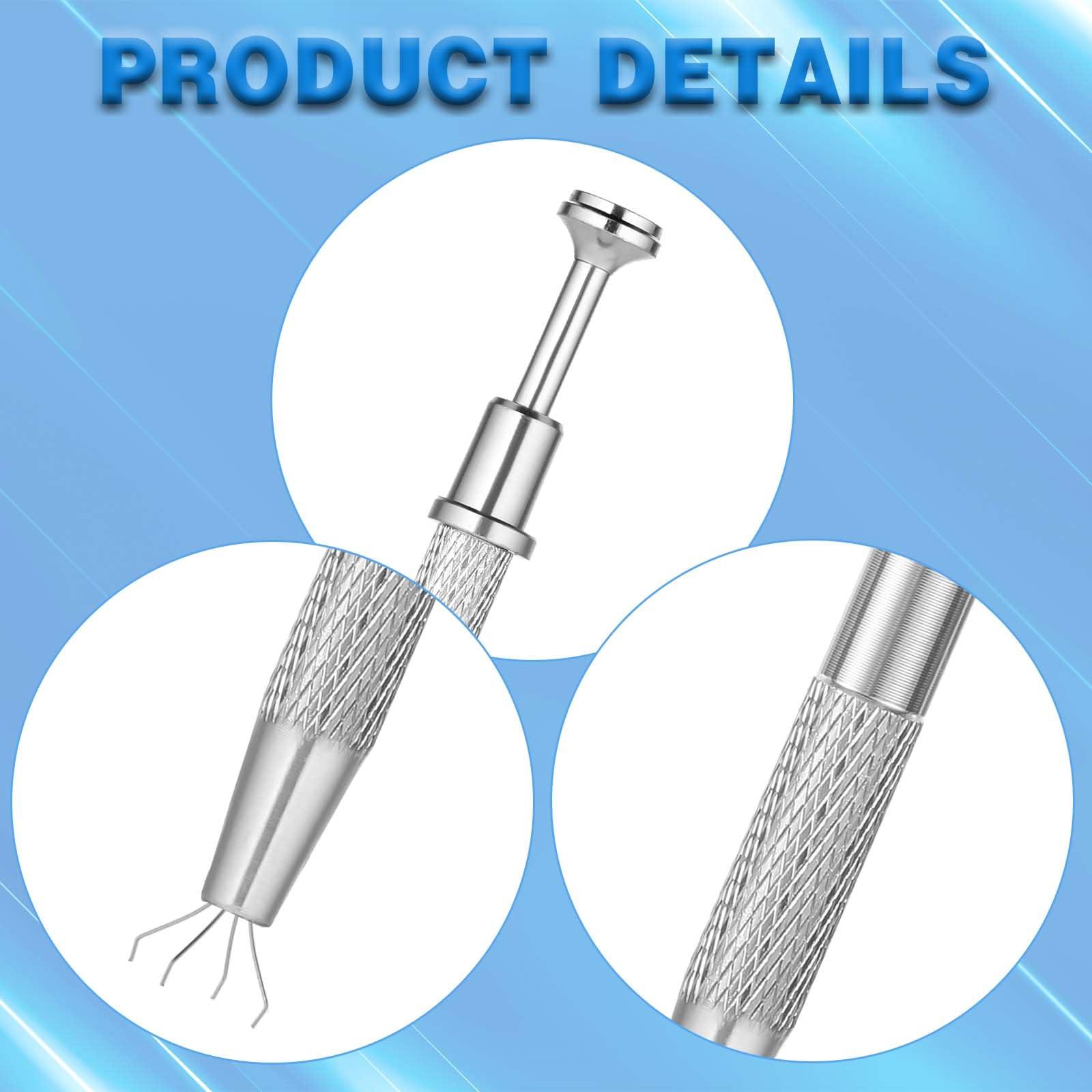 ZEYIYER ZEYIYER 2PCS Piercing Ball Grabber Tool, Stainless Steel 4-Claw Pick up Tool, Piercing Ball Screw on Tool Pickle Grabber for IC Chip Electronic Small Parts Pearl Bead Pickup (Gold & Silver)