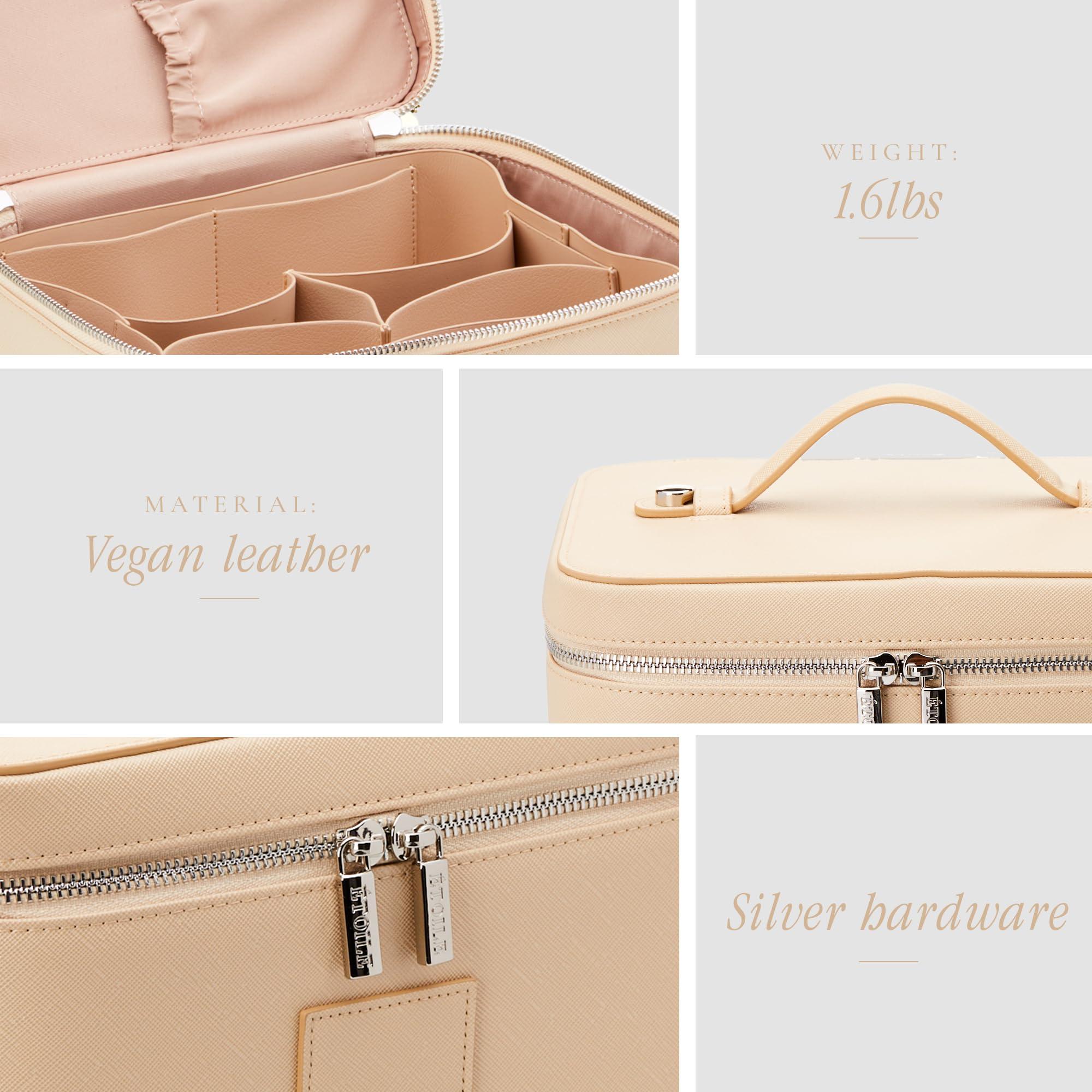 ETOILE ETOILE - Vanity Case Beige - Stylish Travel Makeup Bag Organizer with Dividers