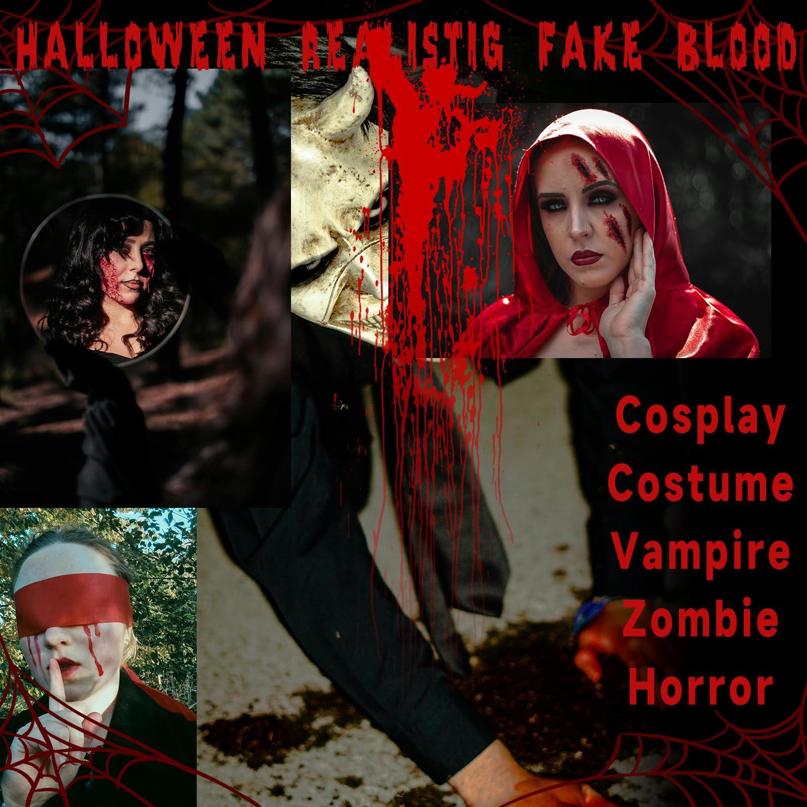 OLO guai OLO guai,NEW-Halloween high-quality zombie prank costume, makeup props, fake blood2PCS fake bloodbright and dark and blood ointment suit gift of makeup sponge and nozzle