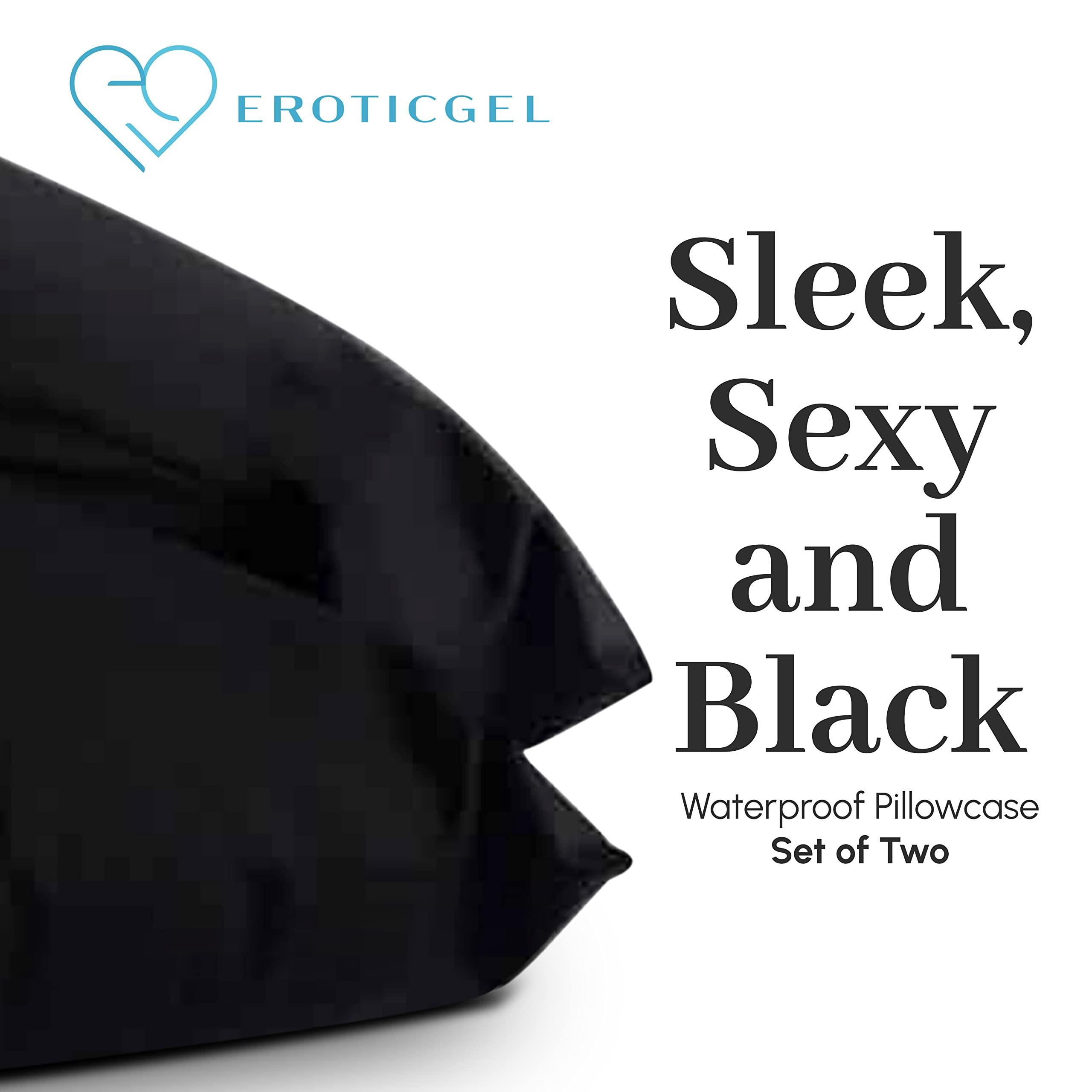 EROTICGEL Waterproof Pillowcase 48cm x 73cm Set of Two Black for Massage with Oil Protection | Maching Washable and Dryer Safe