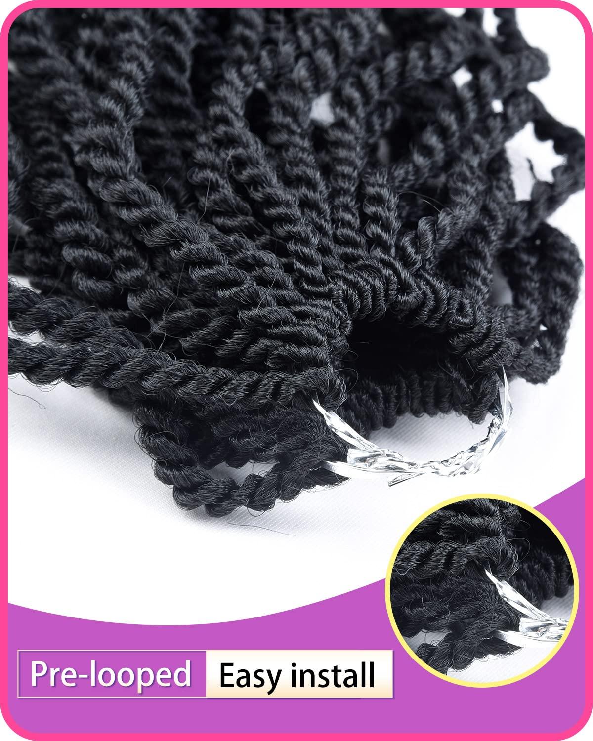 TOZIKA Crochet Hair for Kids 8 Inch Crochet Hair for Black Women 6 Packs Senegalese Twist Crochet Braids Wavy Ends Synthetic Hair Extension Curly Crochet Twist Braiding Hair (1B#, 8 Inch)