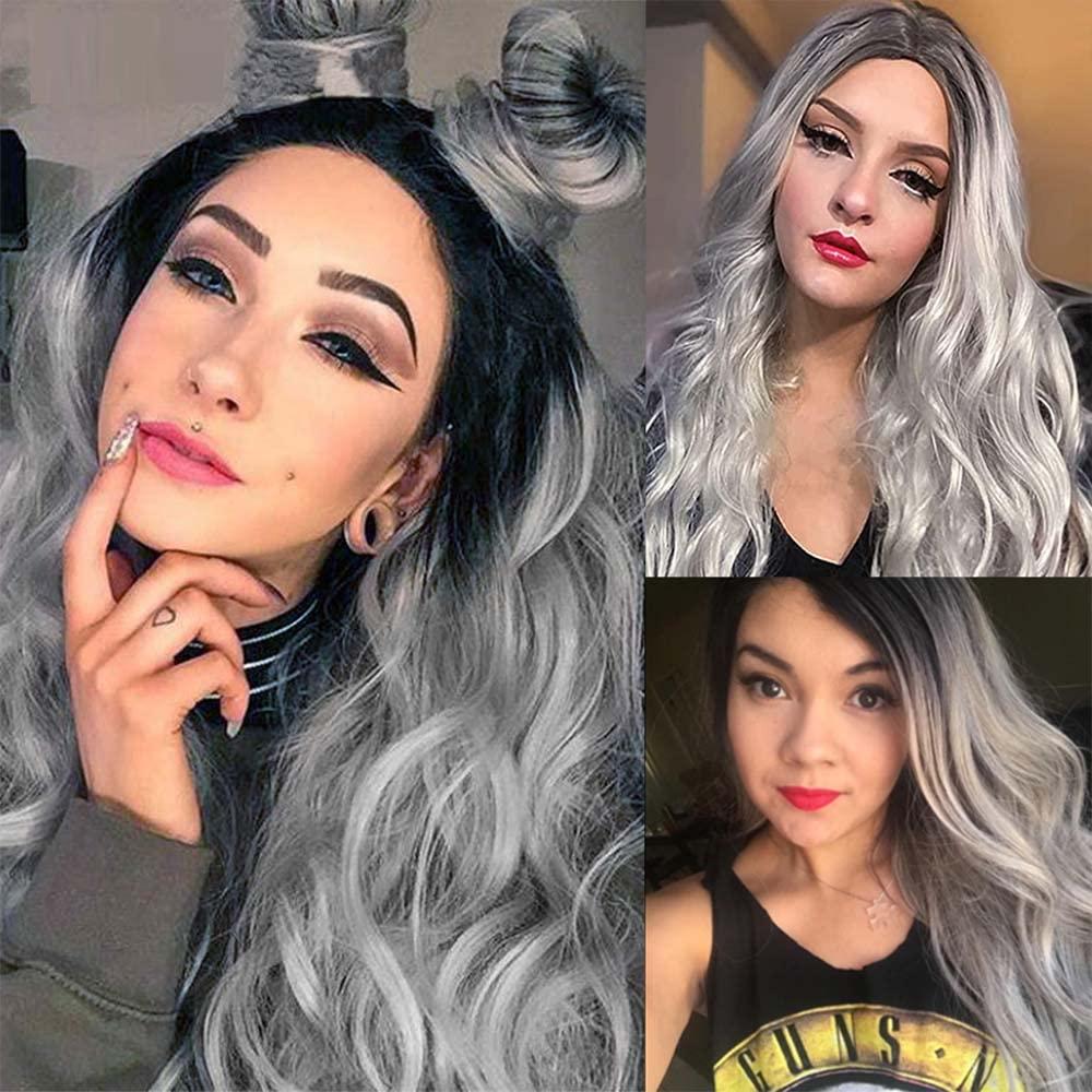 MAMART Ombre Grey Human Hair Body Wave Bundles 1B Grey Bundles Human Hair 22 24 26 inch Black to Grey Double Weft No Tangle Bundles Human Hair Wet And Wavy Grey Body Wave Bundles Human Hiar