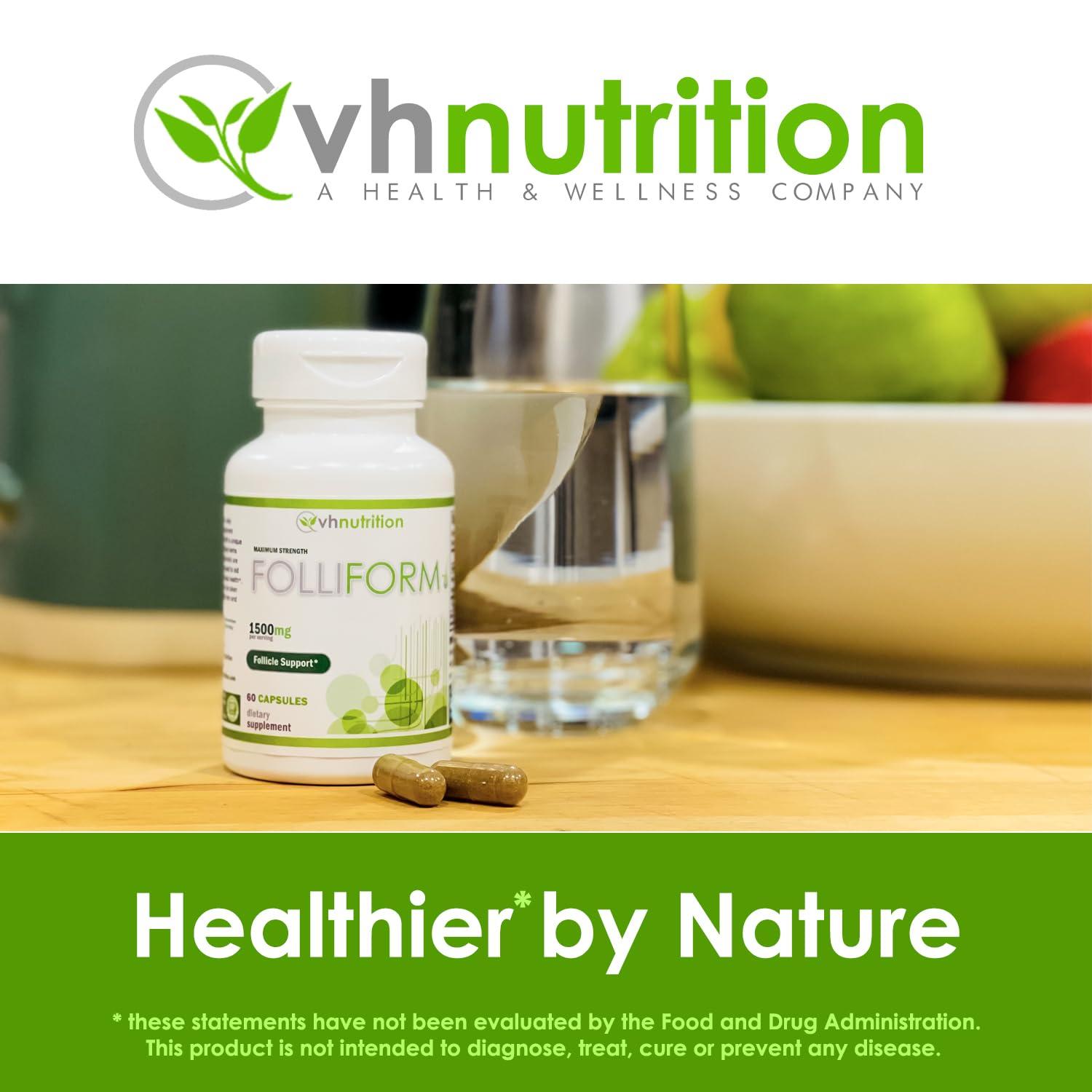 VH Nutrition VH Nutrition FOLLIFORM | DHT Blocker for Men and Women* | 1500mg Saw Palmetto, Pygeum, Nettle Root Formula | Supports Healthy Hair Growth and Scalp Health | 60 Capsules