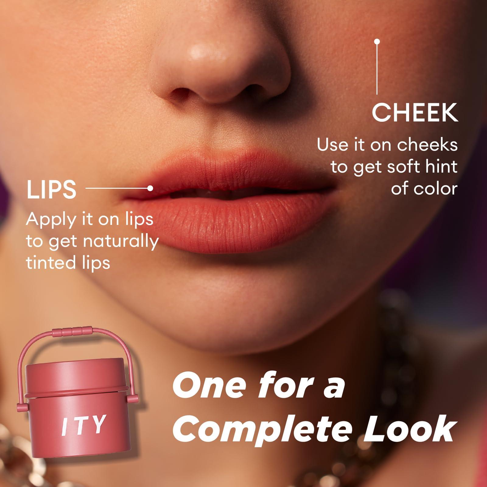ITY ITY Velvet Matte Finish Lip Stain-Mousse Textured Pudding Pot Lip Clay with Brush, Nude Shade, Dual-Use as Lipstick and Blush, Conceals Lip Lines, Rich Pigment, 0.21 oz (6g) in Sandalwood Rose
