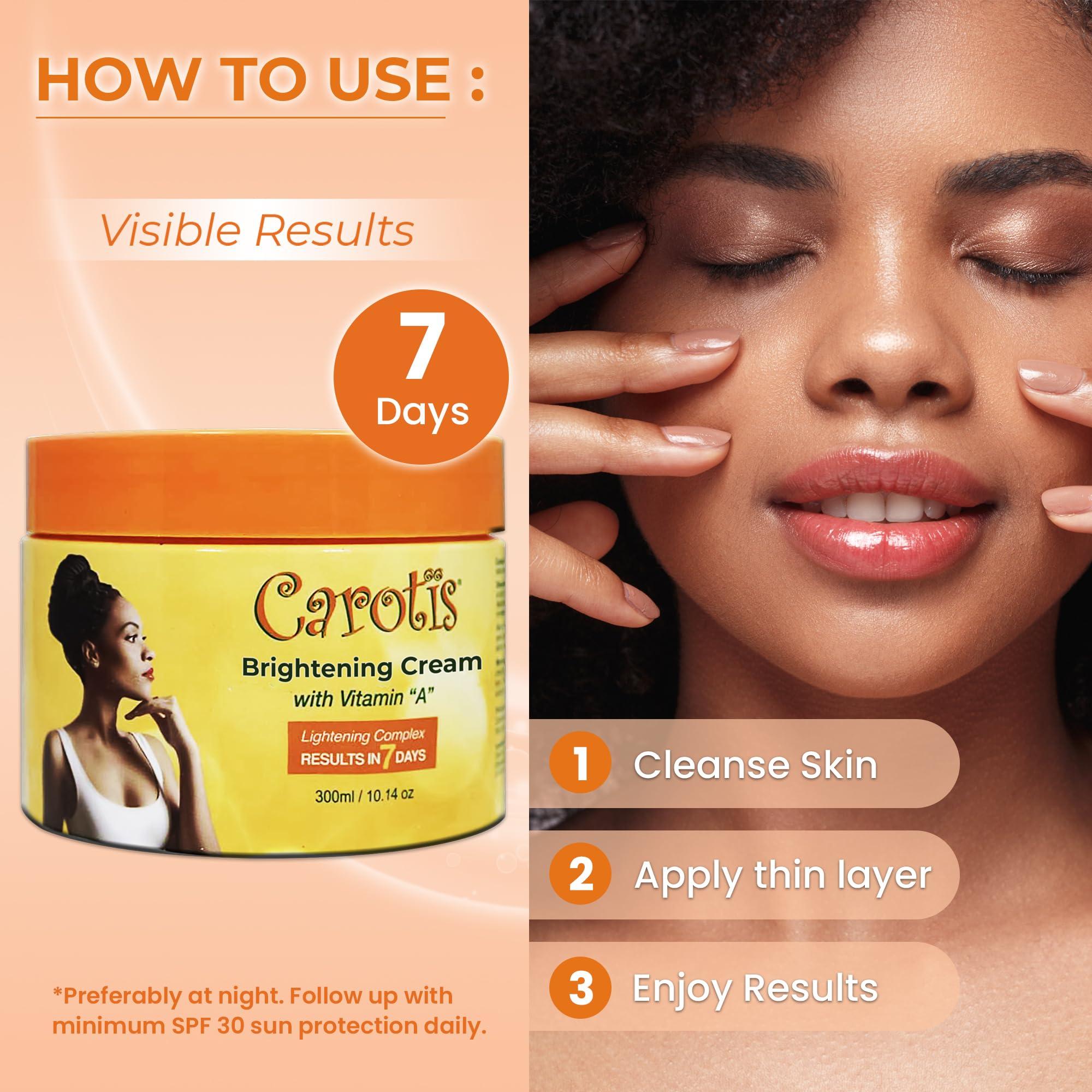 CAROTÏS CAROTS, Skin Brightening Cream 300ml / 10.14fl oz 7 Day Night Cream for Uneven Skin Tone, with Vitamin A