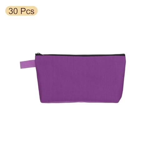 uxcell uxcell Canvas Makeup Bags, 30 Pcs Travel Cosmetic Bags Bulk, Multipurpose Plain Toiletry Zipper Pouches Blank DIY Craft Bags Pencil Bag for Women Teens, Purple