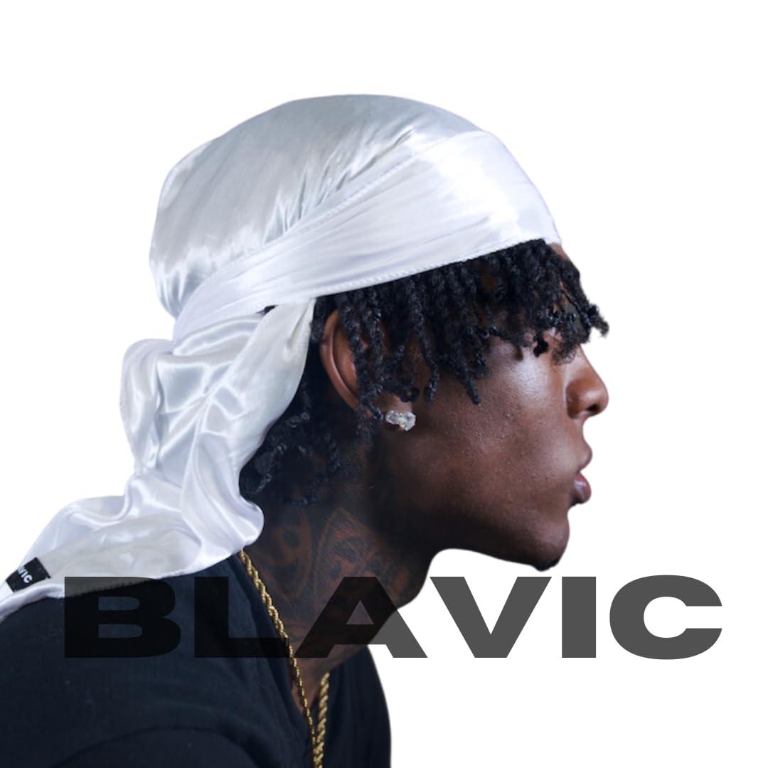 Blavic Blavic Durag For Braids, Locs, And Twist - Silk Durag for Men, Long Double Wide Straps, Outside Seam Triple Stitch Du Rag (Grey)