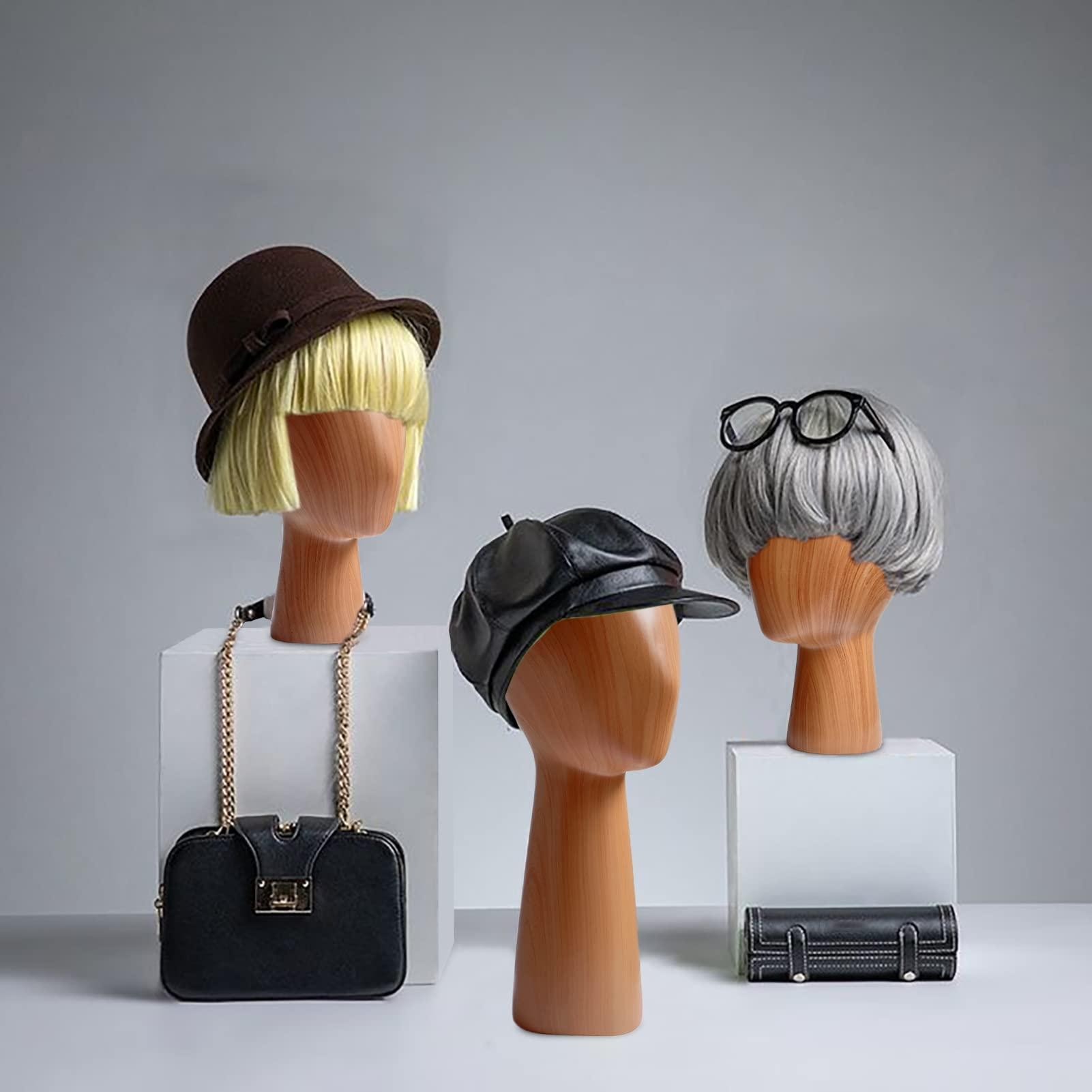CHADWICK CHADWICK Mannequin Head Block, Hat and Wig Display Stand, Imitation Wooden Wig Head Stand, Abstract Dome Model Head, Manikin Head Hat Holder for Shop, Hair Salon, Home Decor, Durable GFRP Material