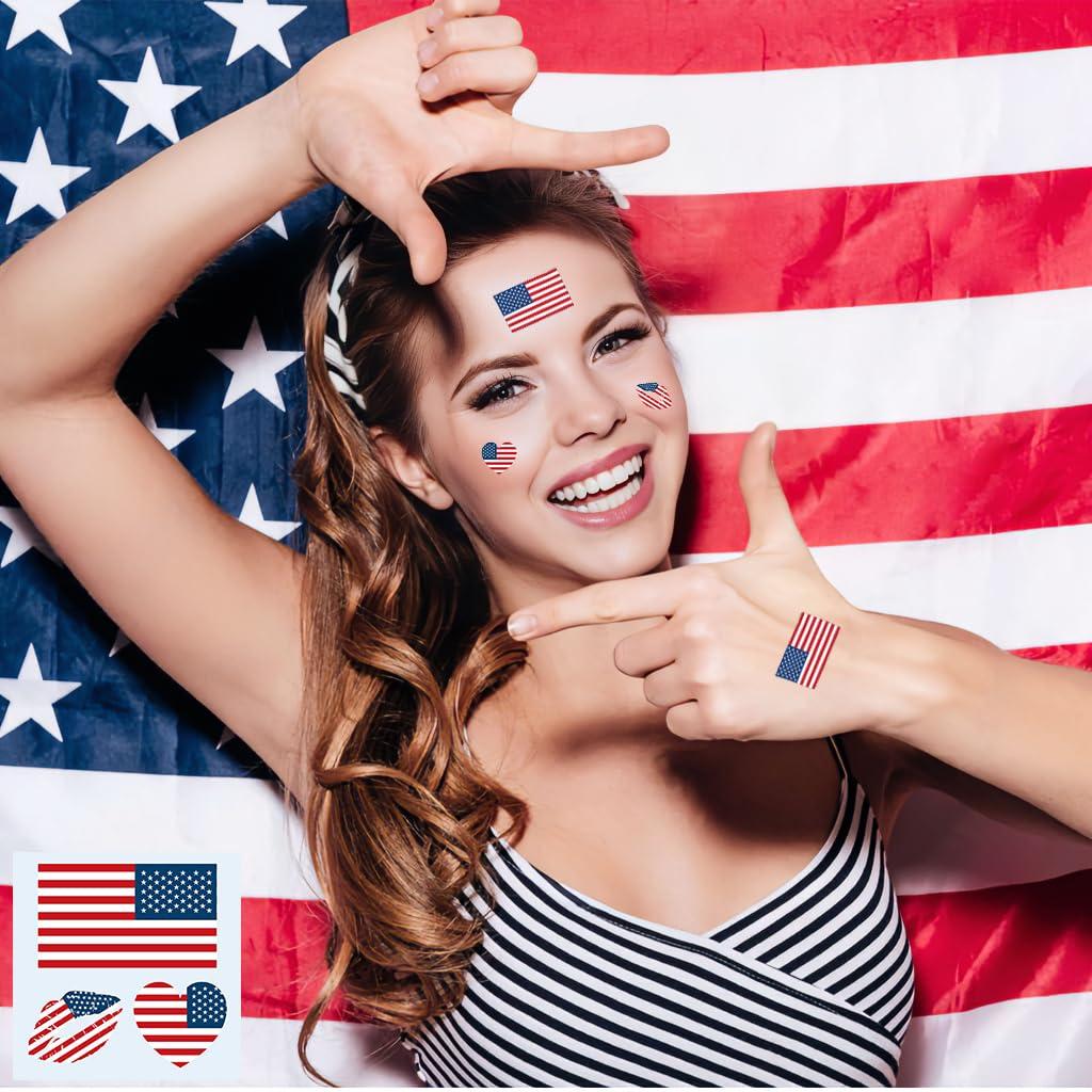 Y&C TENCOB Y&C TENCOB American Flag Tattoos,25 Sheets America USA Flag Temporary Face Tattoos Stickers,100 Pcs Waterproof Sweat National Flag Removable Fake Tattoos For Men Women Kids(America)