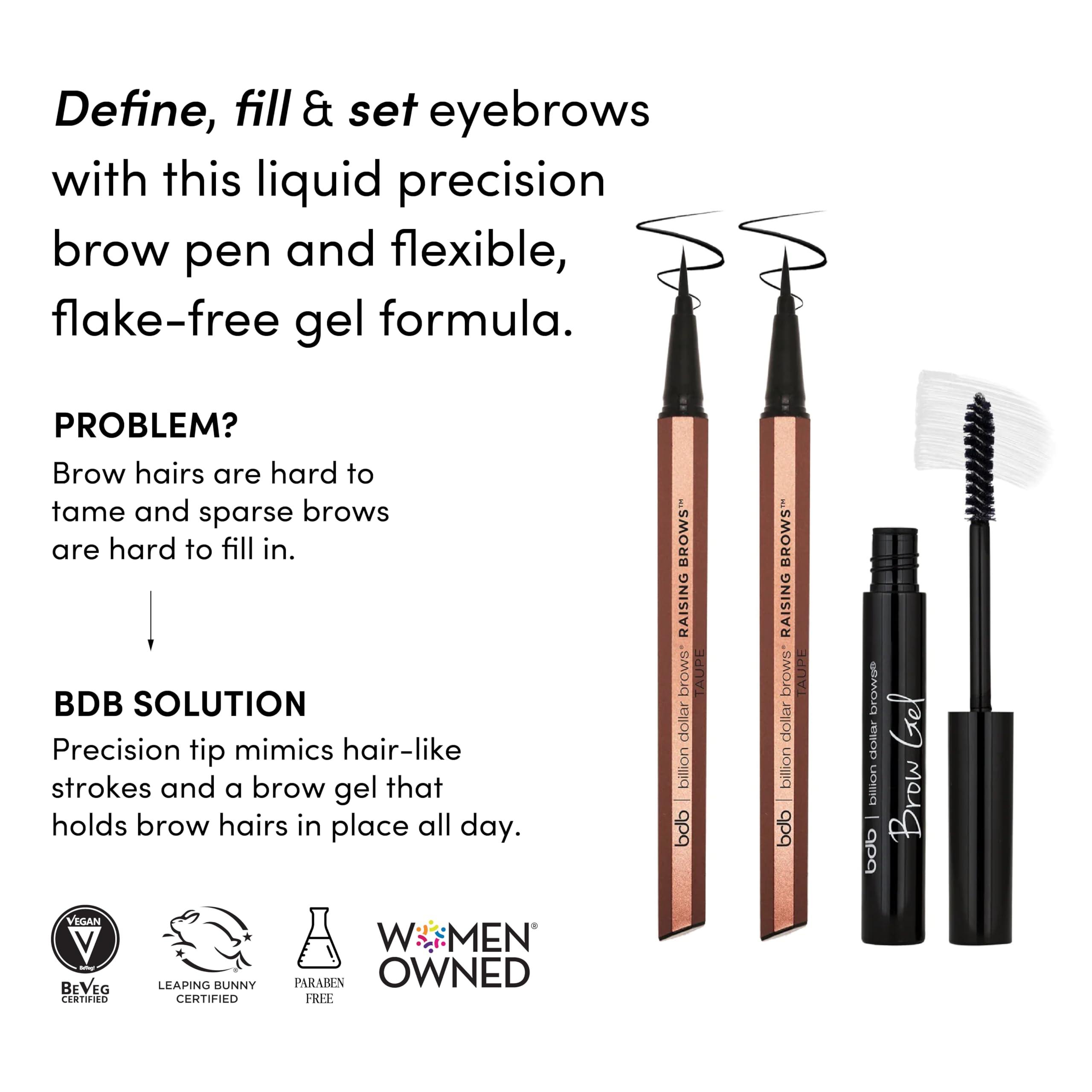 billion dollar brows Billion Dollar Brows Raising Brows & Brow Gel Kit 2 Raising Brows Pen (Taupe) and Brow Gel - Smudge-Proof & Water-Resistant, Creates Natural Looking Brows Effortlessly and Stays All Day