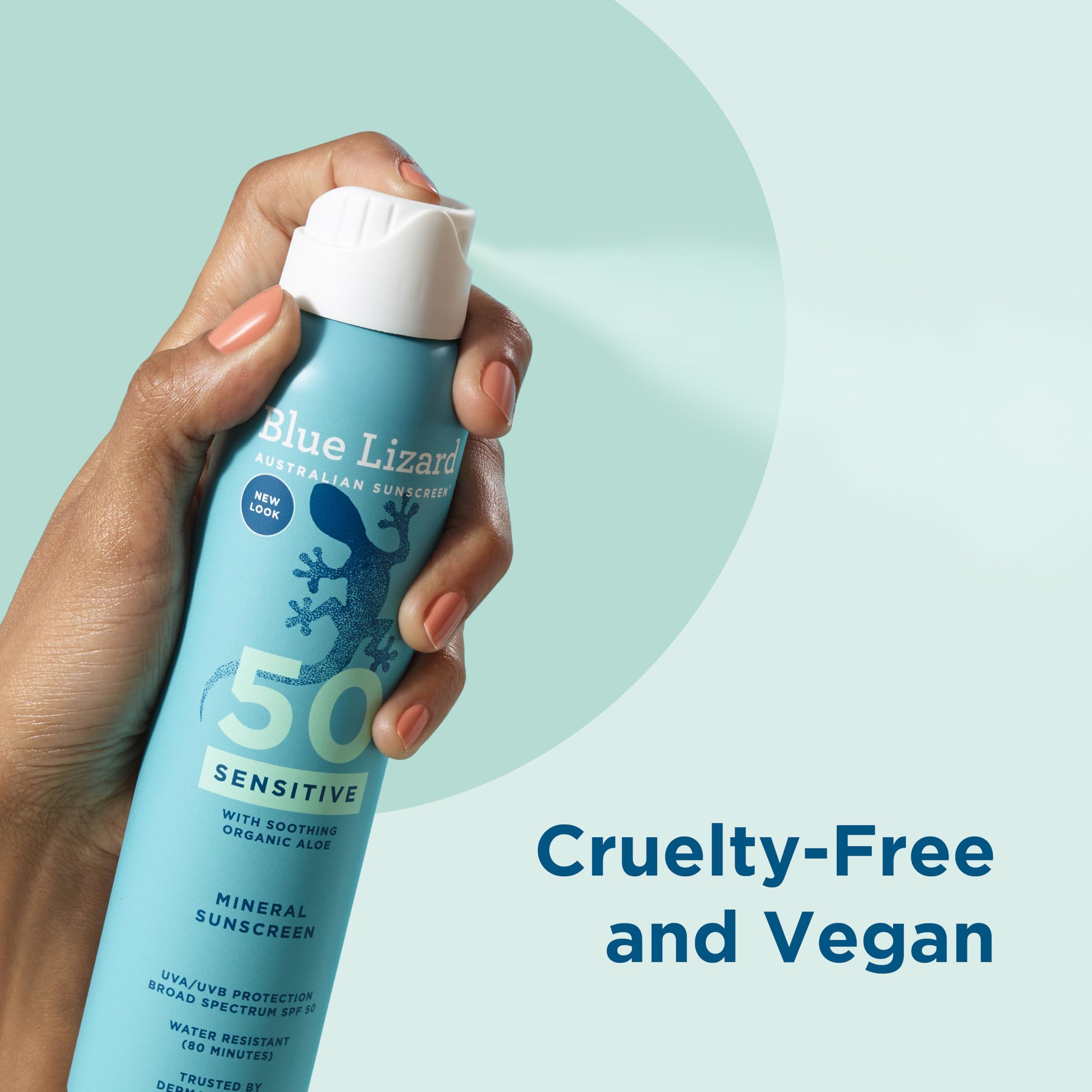 BLUE LIZARD BLUE LIZARD Mineral Sunscreen Sensitive SPF 50+ Spray, 5 Ounce