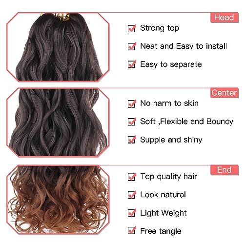 XTREND Xtrend 30 Inch French Bouncy Curly Braiding Hair 8 Packs Pre Stretched Loose Wave Bouncy Braiding Hair For Spanish Women Curly Braiding Hair Synthetic Crochet Braids Hair Extensions30 Inch,T30#