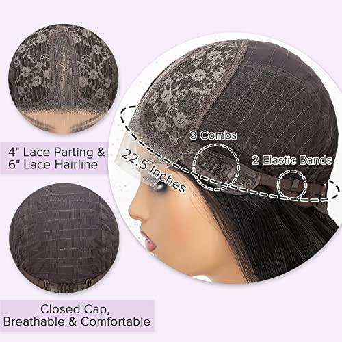 K'ryssma K'ryssma Black Synthetic Lace Front Wig Body Wave 180% Density Glueless Long Black Wig for Black Women T Part Black Wavy Synthetic Wig with Natural Hairline