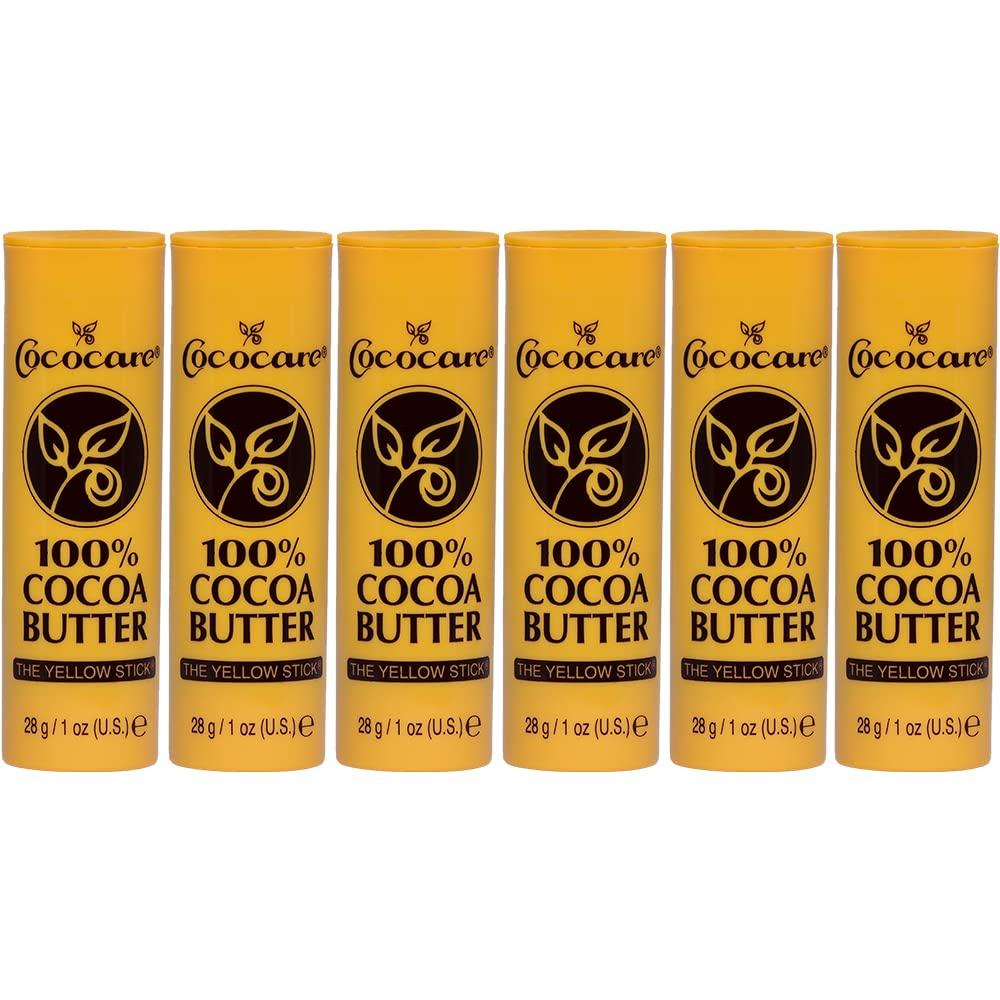 COCOCARE Cococare 100% Cocoa Butter Stick - All-Natural Cocoa Butter Emollient for Ultimate Skin Hydration & Protection - The Yellow Stick - (6 Pack)