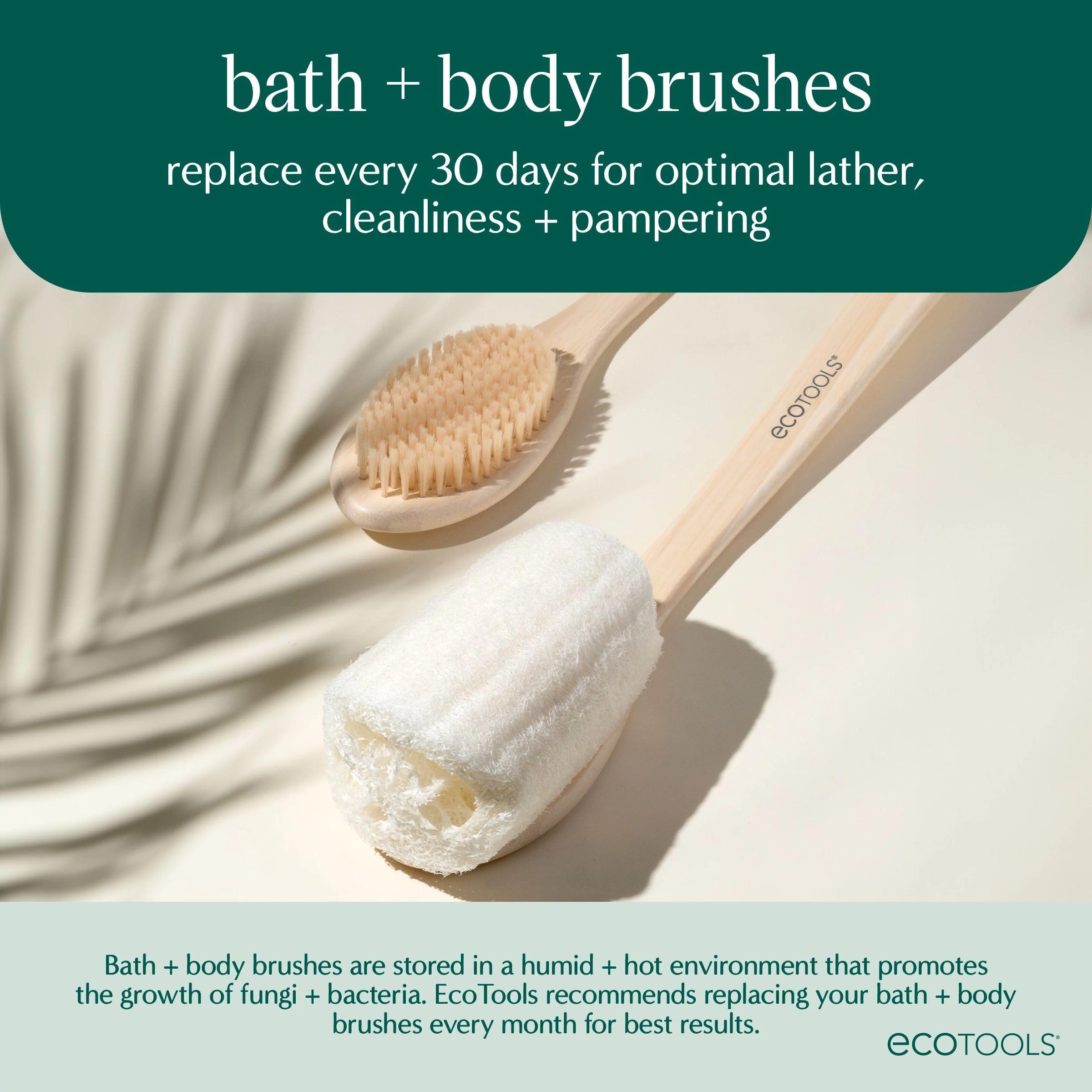EcoTools EcoTools 2-in-1 EcoPouf Bath Brush, Loofah Brush for Bath & Shower, with Long Handle & Recycled Netting for Cleansing & Exfoliating, Back Brush for Men & Women, Eco-Friendly & Cruelty-Free, 1 Count