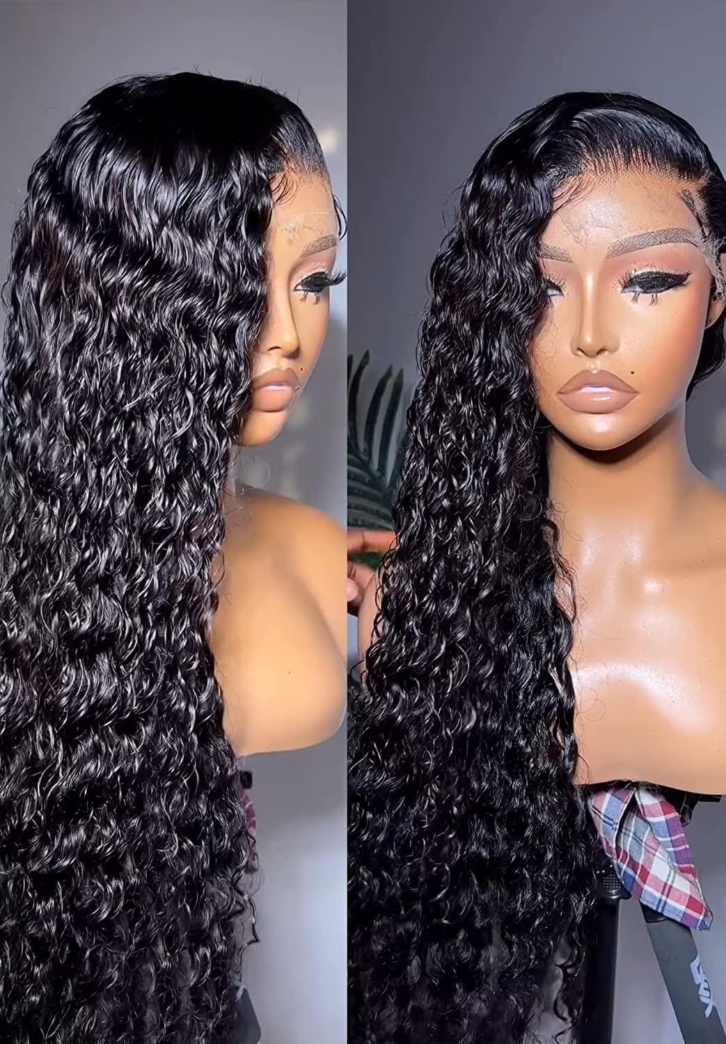 Jnymell Jnymell Invisible Real HD Lace Swiss 360 Lace Front Wig Virgin Human Hair Wigs Deep Wave 360 Full Lace Curly Wig Ultra-thin Clear HD Film Lace Clean Pre-plucked Hairline With Bleached Knots 14Inch