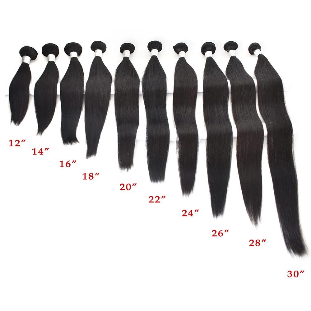 Generic Human Hair Bundles Weave 10 Lengths 100% Unprocessed Brazilian Virgin Weave Human Hair Bundles for Women Remy Weft Hair Extensions Natural Black Color (Straight Wave, 1B Natural Hair-22\"inches)