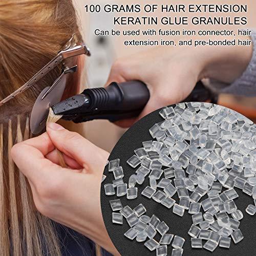 Betued 100g Keratin Glue for Hair Extensions, Hair Extension Glue, Hair Extension Beads, Keratin Glue Beads Transparent Hair Extension Keratin Granule Hot Fusion Extension Glue Bead Accessory