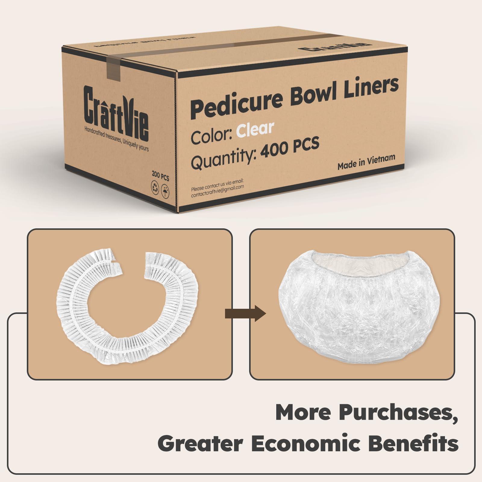 CraftVie CraftVie Premium Pedicure Bowl Liners with Enhanced Thickness and Pedicure Liners Disposable Optimal Fit for Most Chair Spas, Foot Bath, Foot Tub, Clear (Clear - 400 PCS)