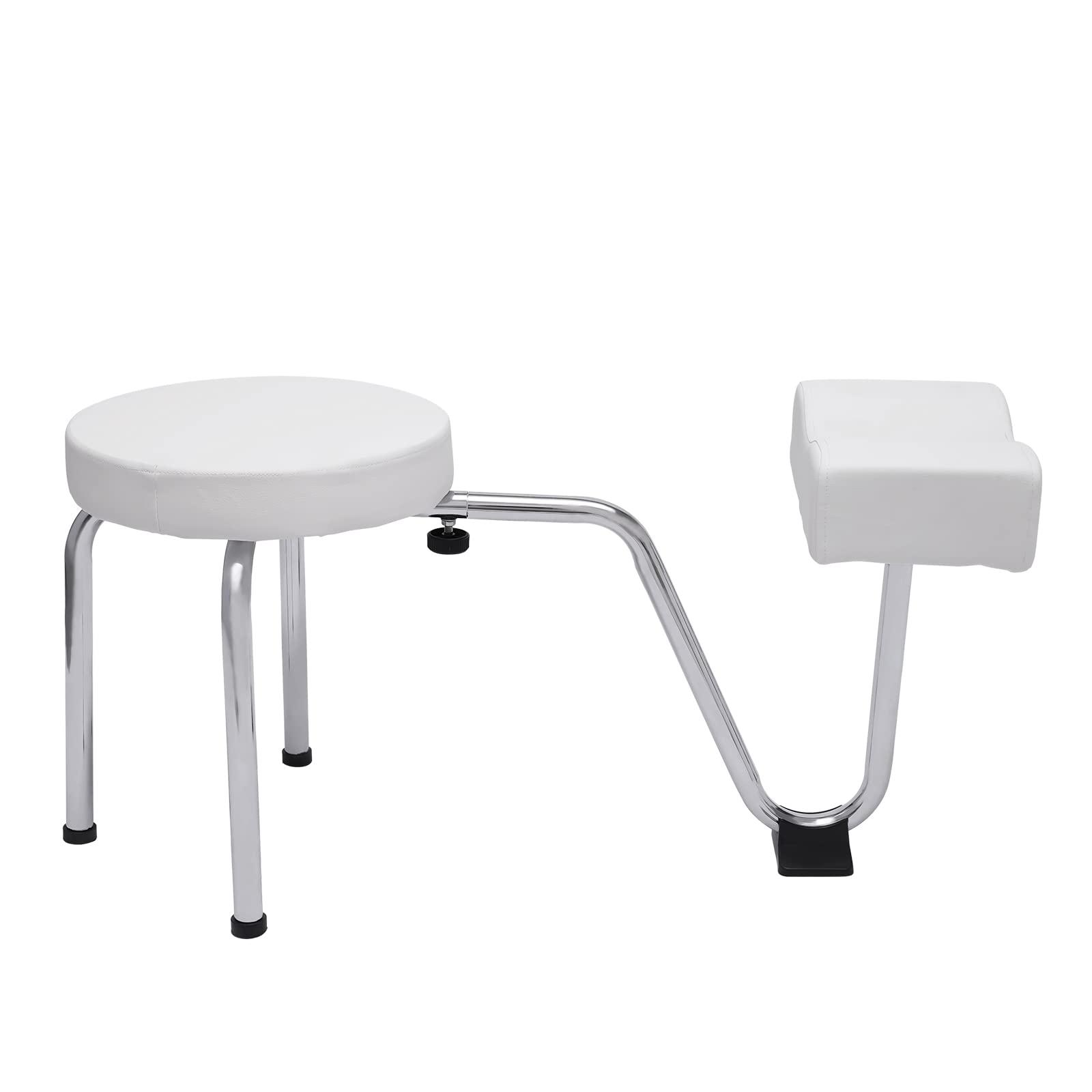 WUPYI WUPYI Pedicure Stool with Footrest,Pedicure Foot Rest Stool Adjustable Leg Rest Manicure Nail Stand Station for Salon Spa Beauty Equipment (White)