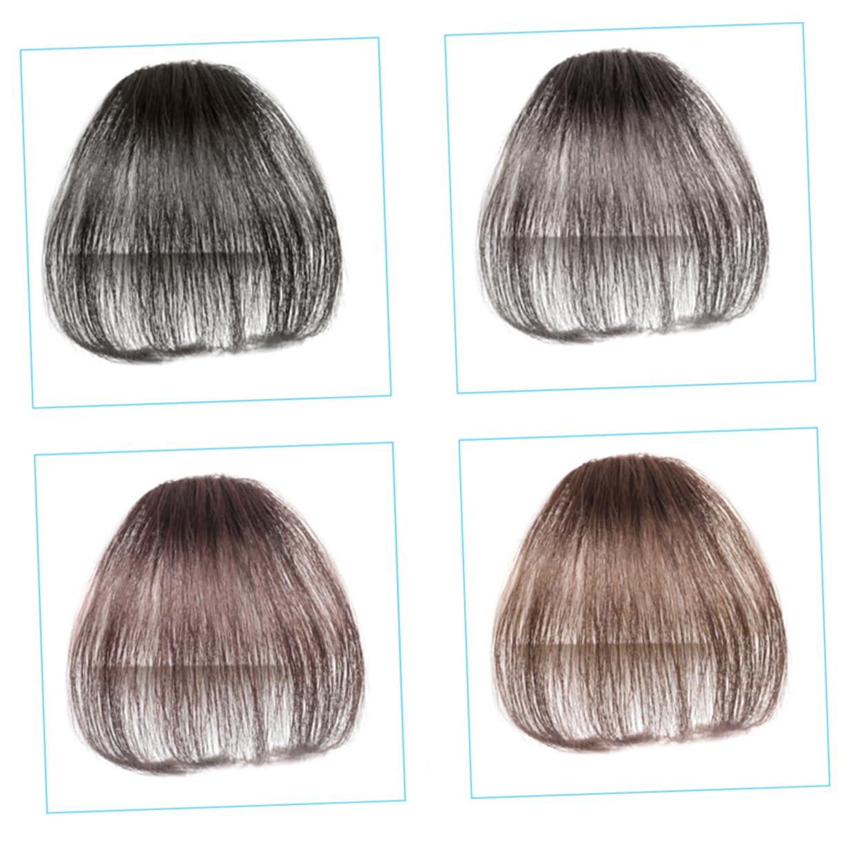 balacoo Balacoo 3pcs Piece Human Hair Clip on Bangs Hair Clips for Bangs Faux Bangs Fake Bangs Fake Hair Clip in Bangs Hair Barrette Black Hair Clip Bangs Hair Clip Hair Extensions Wig Lengthen